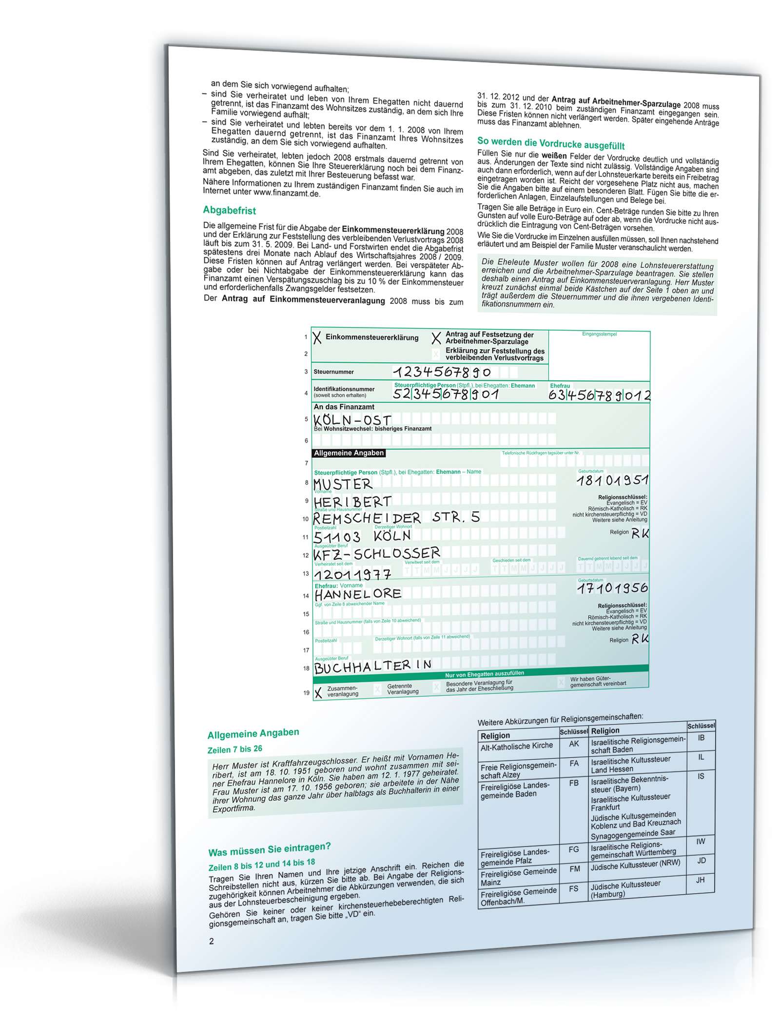 Einkommensteuererklärung 2008 PDF. Seite: 6