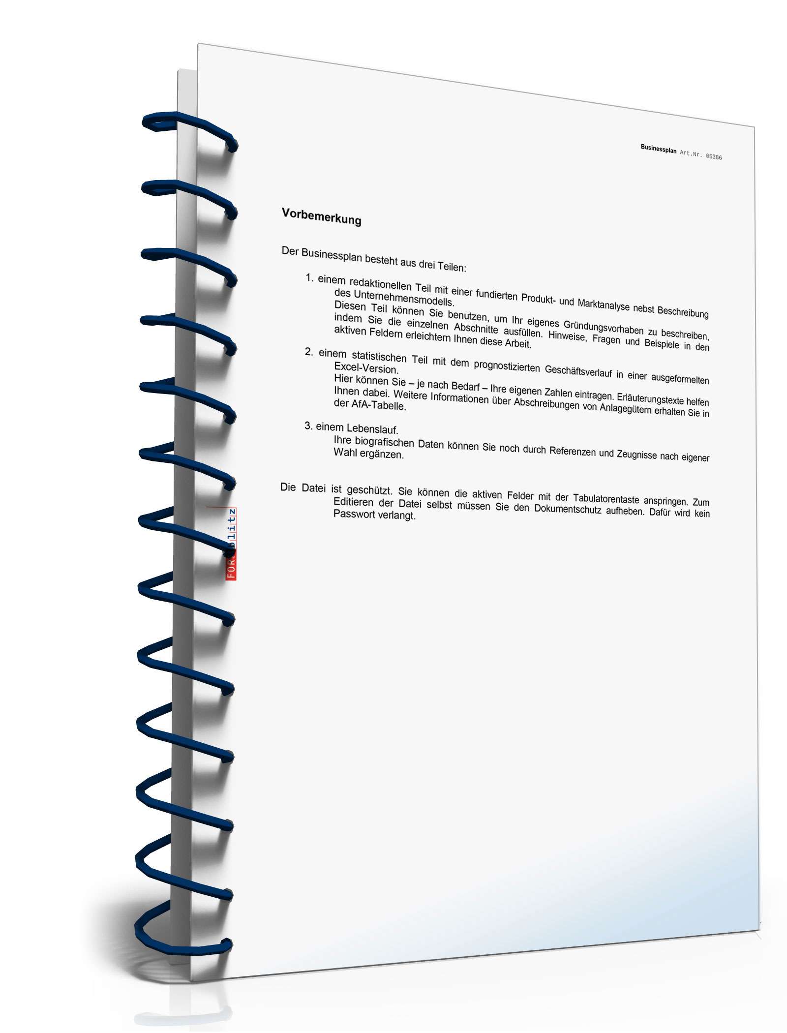 Businessplan und Ratgeber für eine Unternehmensgründung Excel. Seite: 3