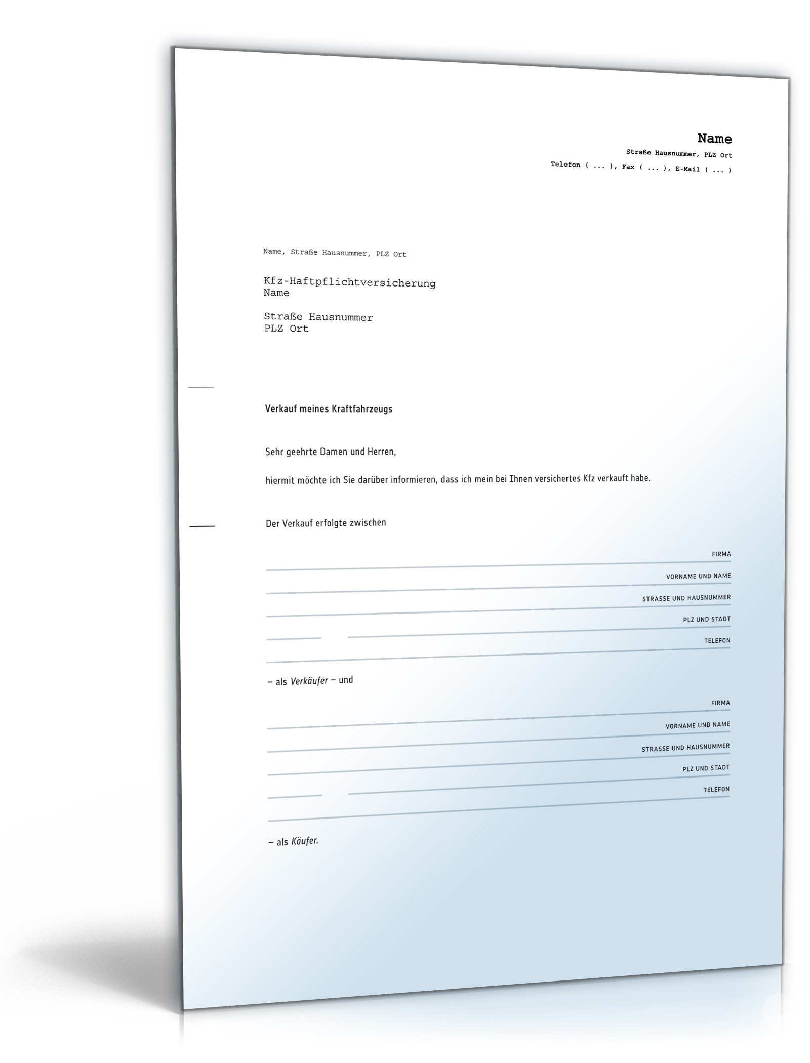 Anzeige Kfz-Versicherung PDF