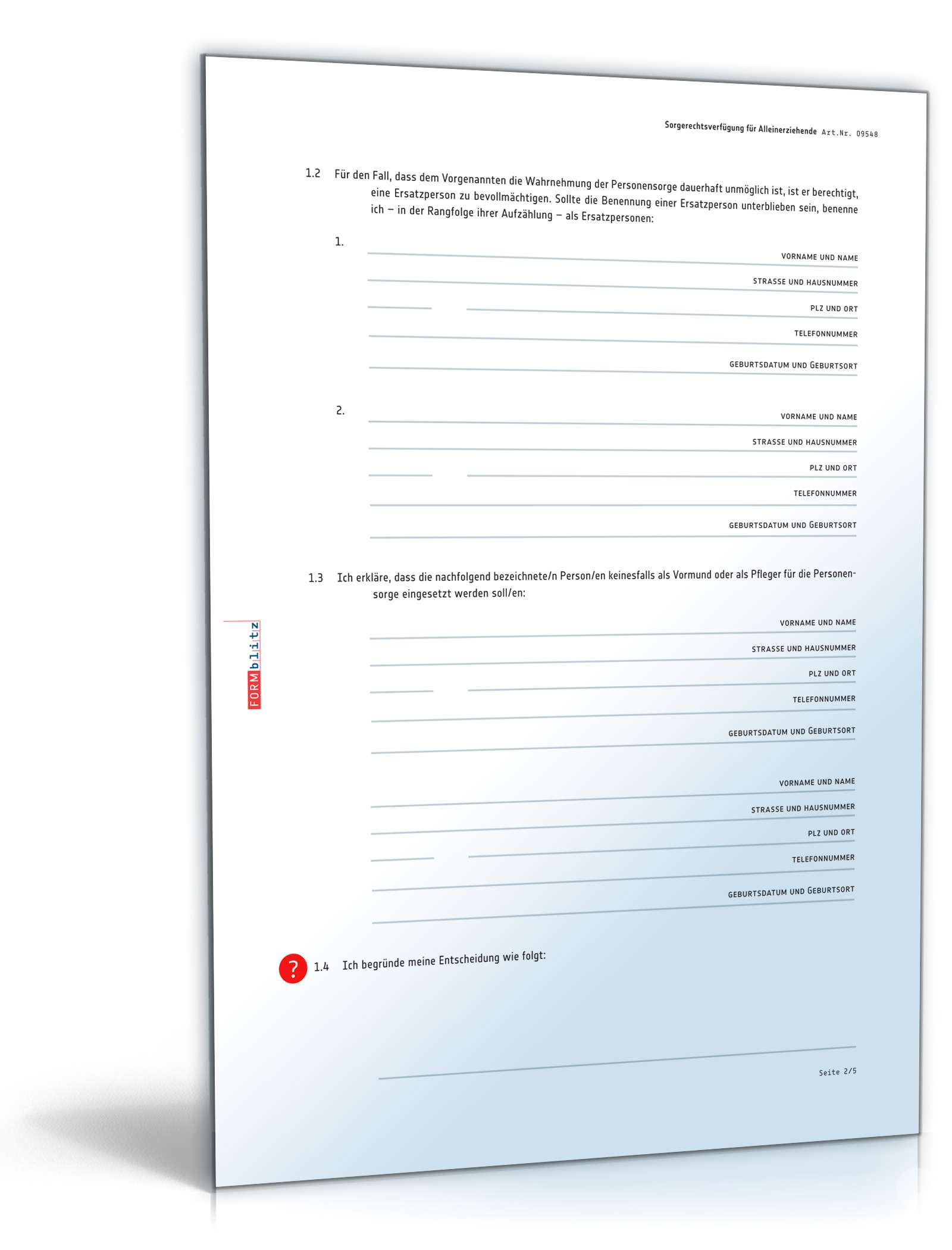 Sorgerechtsverfügung Alleinerziehende PDF. Seite: 2