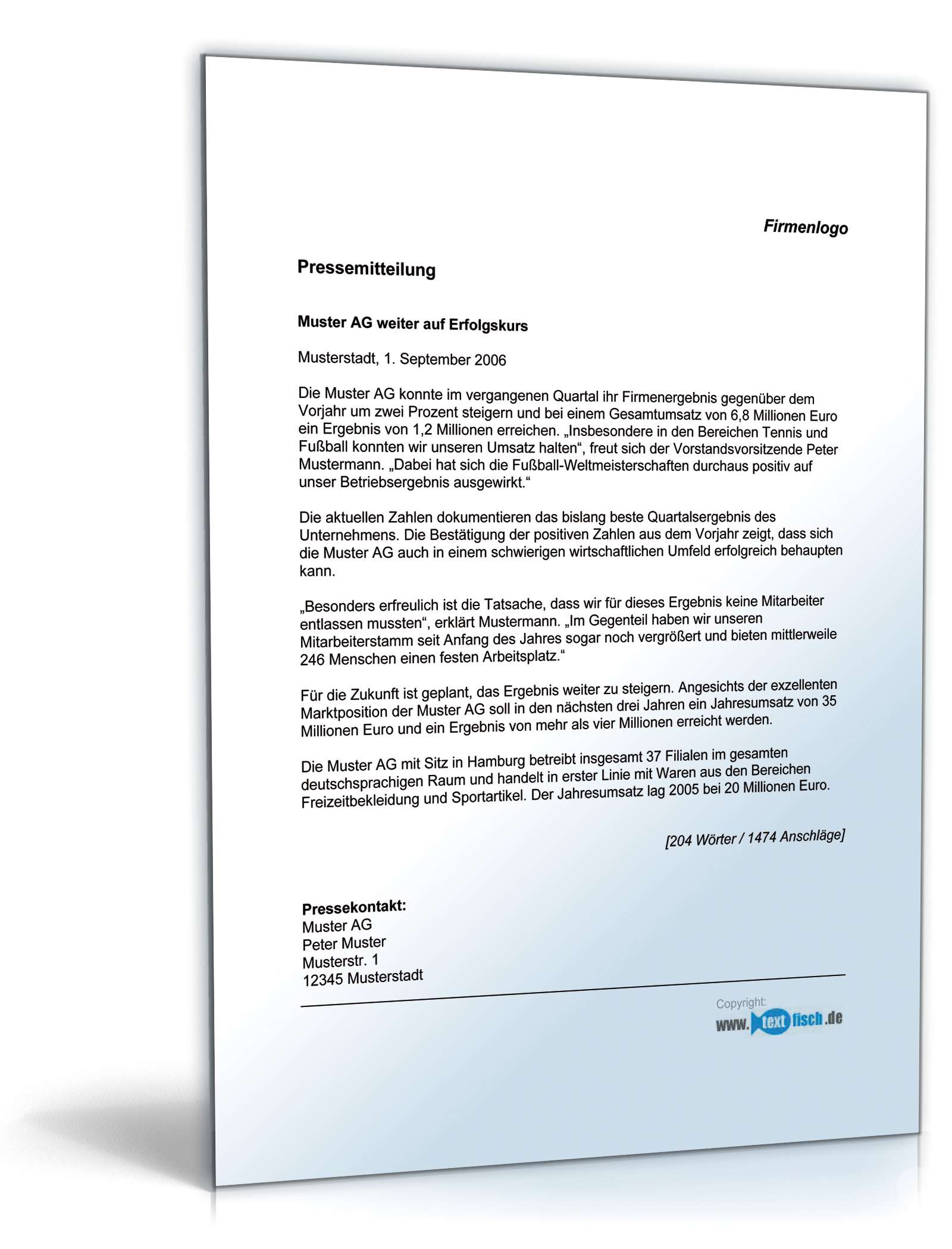 Pressemitteilung Verkündung neutraler Geschäftsergebnisse  PDF