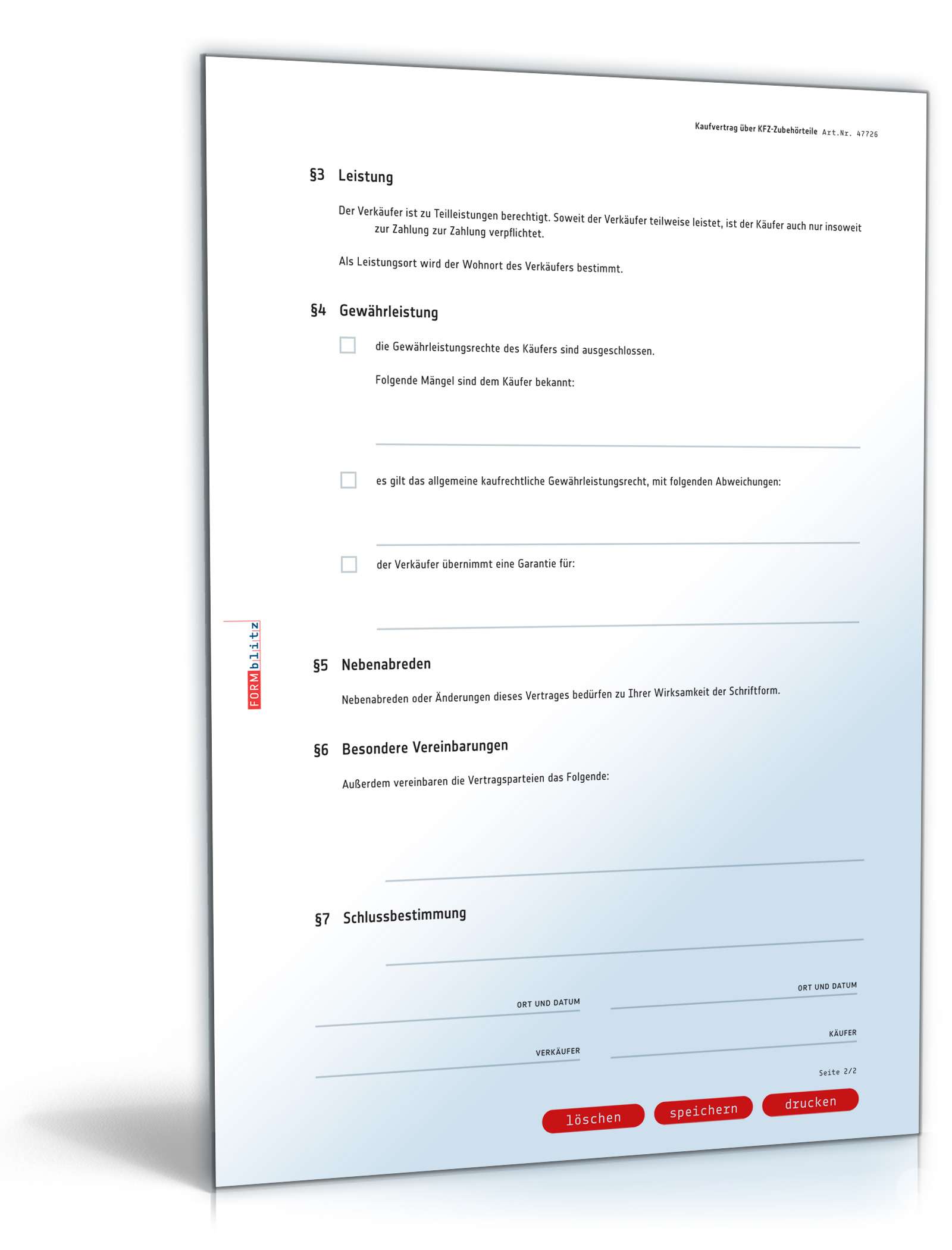 Kaufvertrag Kfz-Zubehörteile PDF. Seite: 2