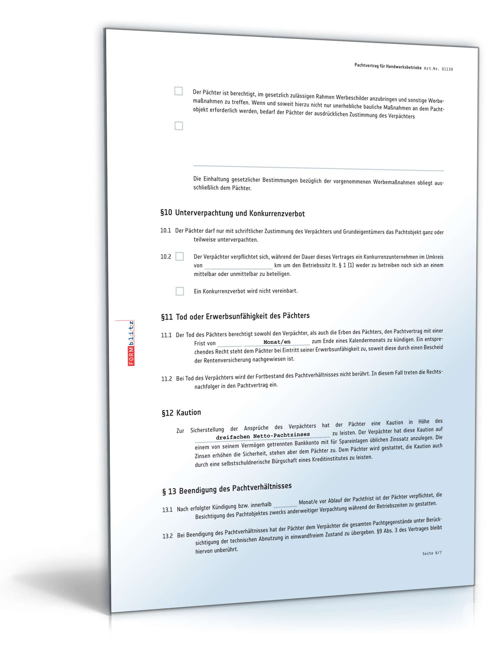 Pachtvertrag Handwerksbetrieb PDF. Seite: 6