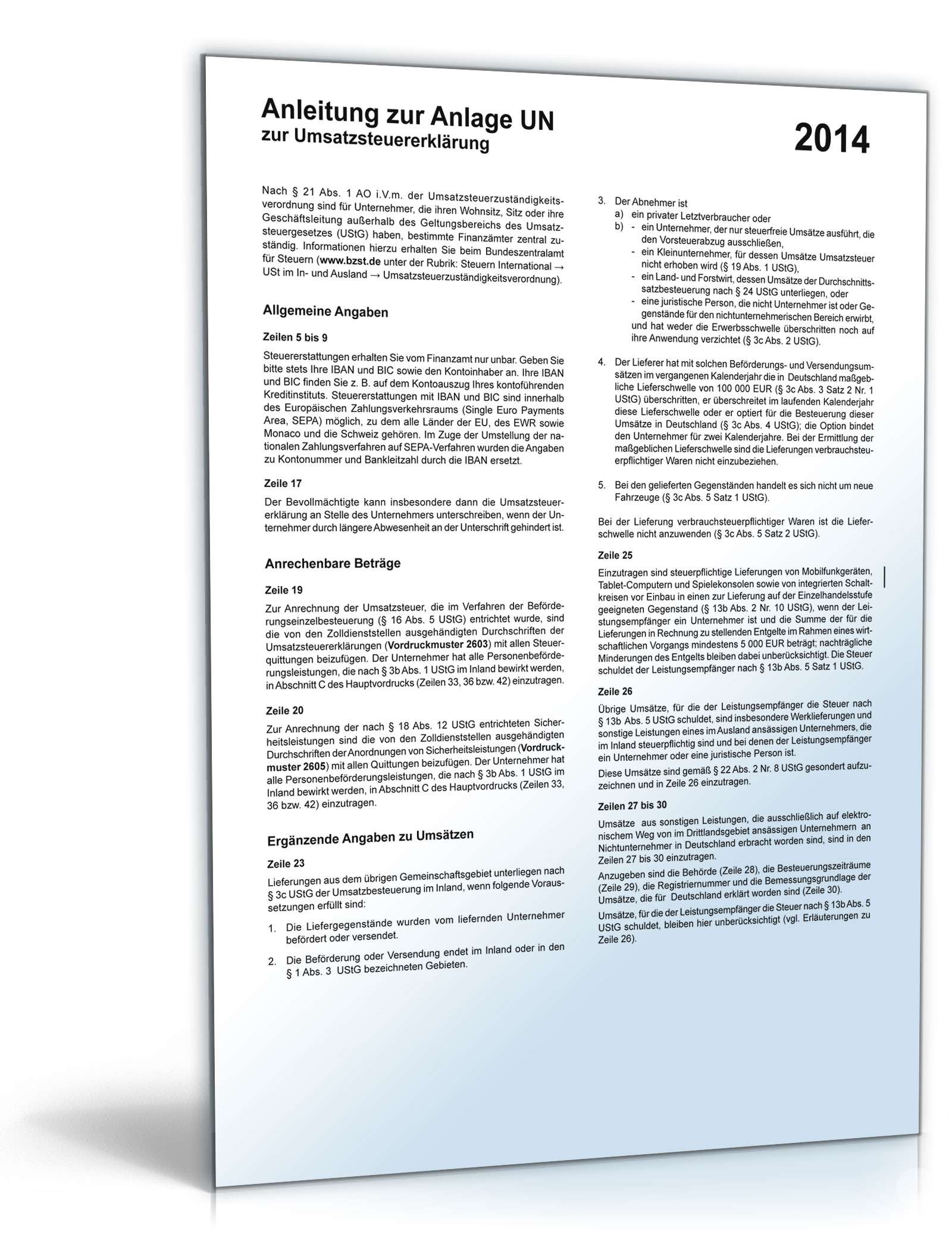 Anleitung zur Umsatzsteuererklärung 2014 PDF. Seite: 5