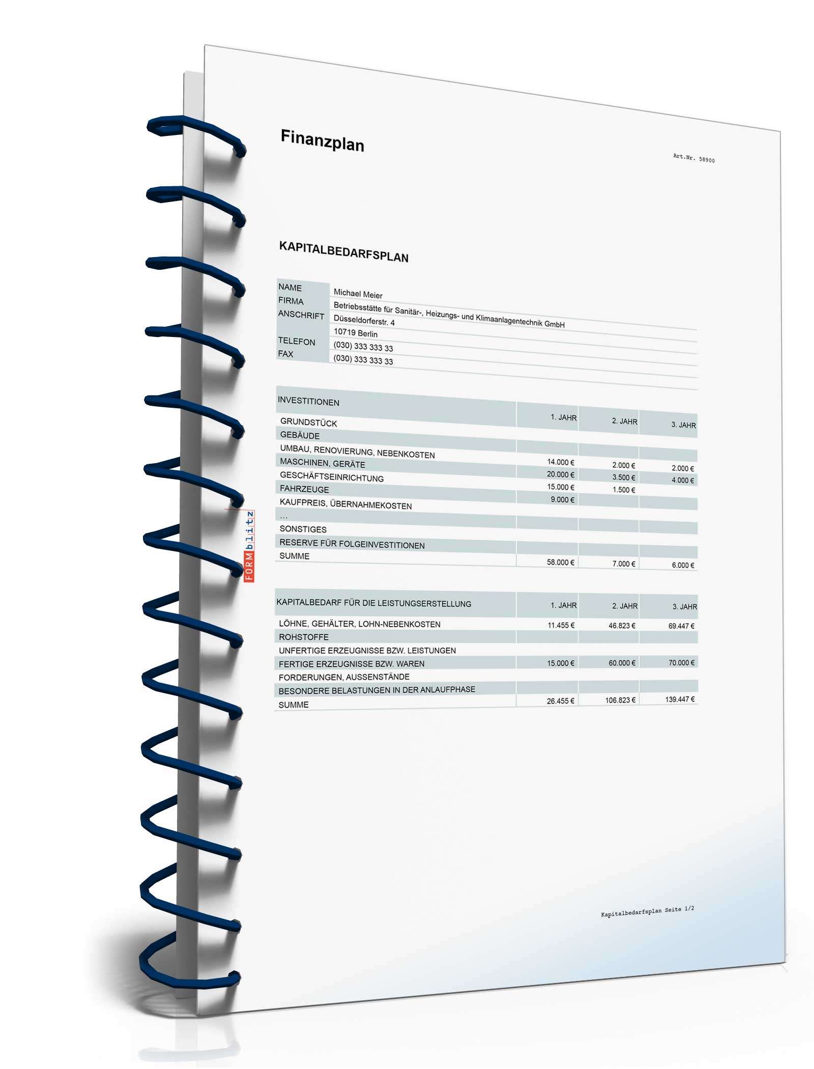 Businessplan Betriebsstätte für Sanitär-, Heizungs- & Klimaanlagentechnik Excel. Seite: 16