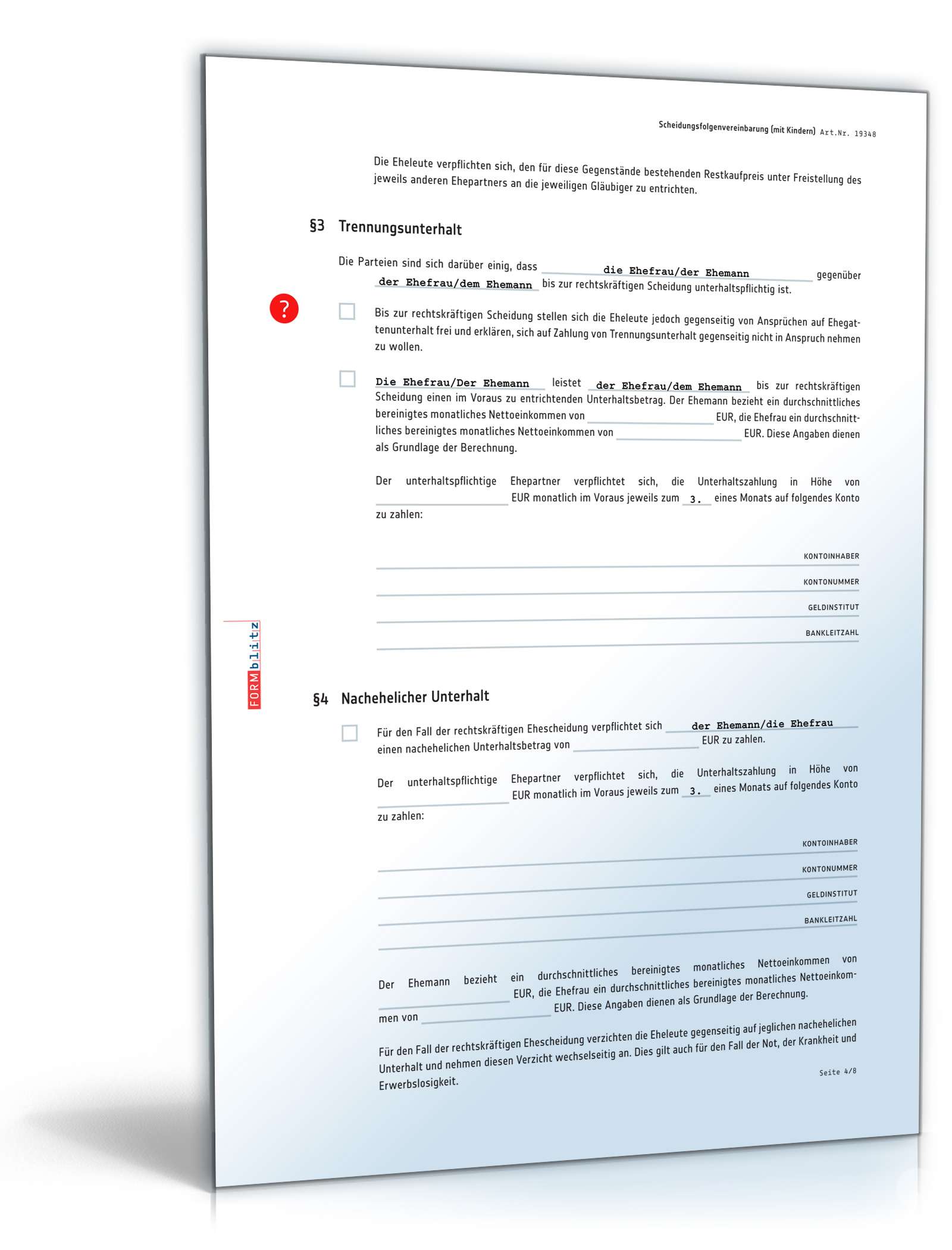 Scheidungsfolgenvereinbarung Eheleute mit Kinder PDF. Seite: 4