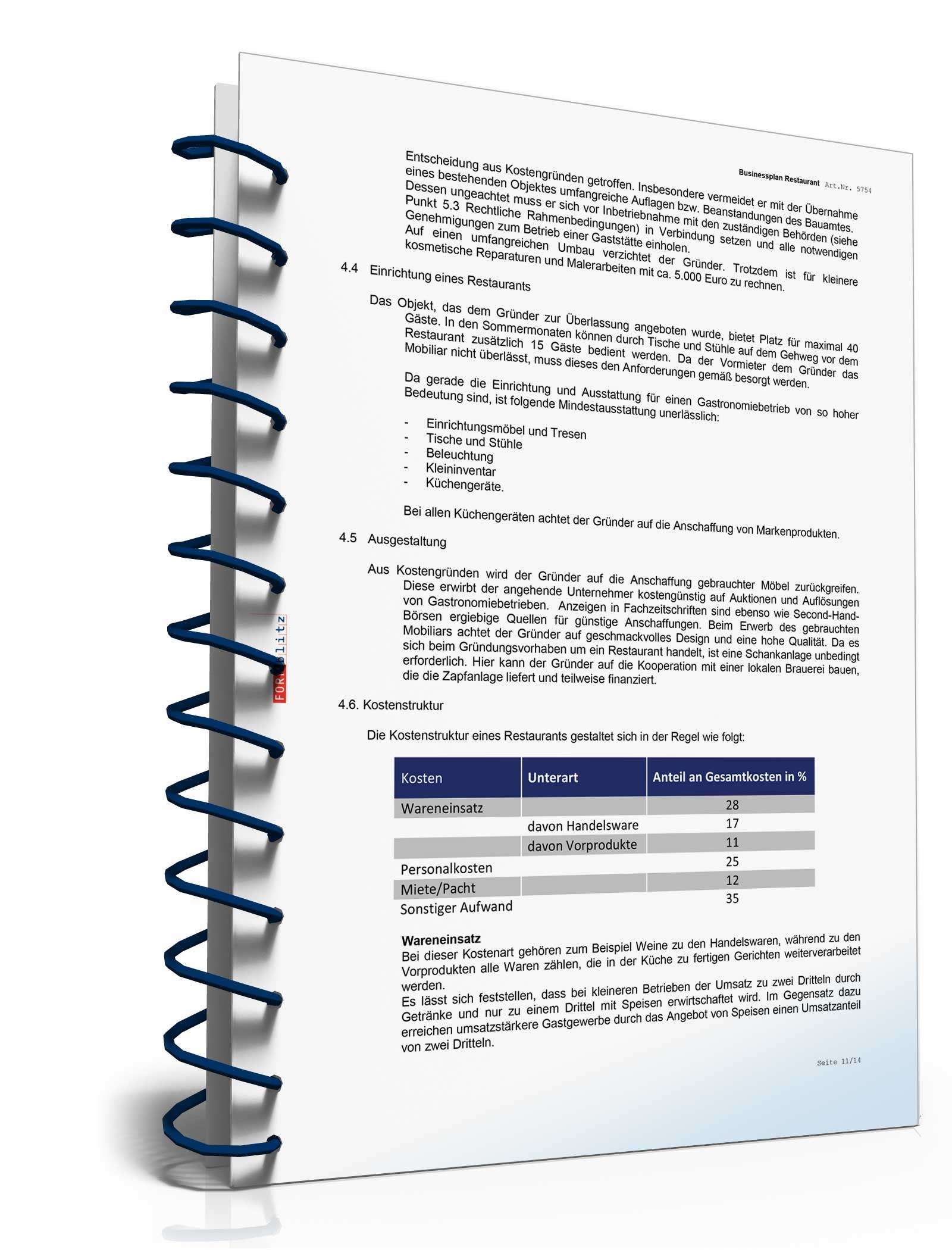 Businessplan Restaurant Excel. Seite: 10