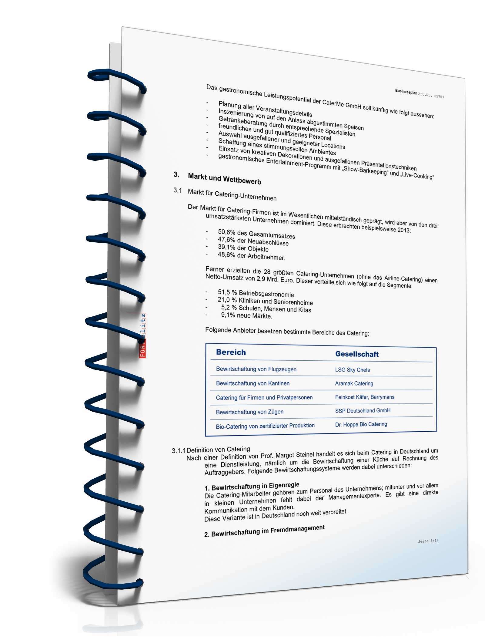 Businessplan Catering-Service Excel. Seite: 6
