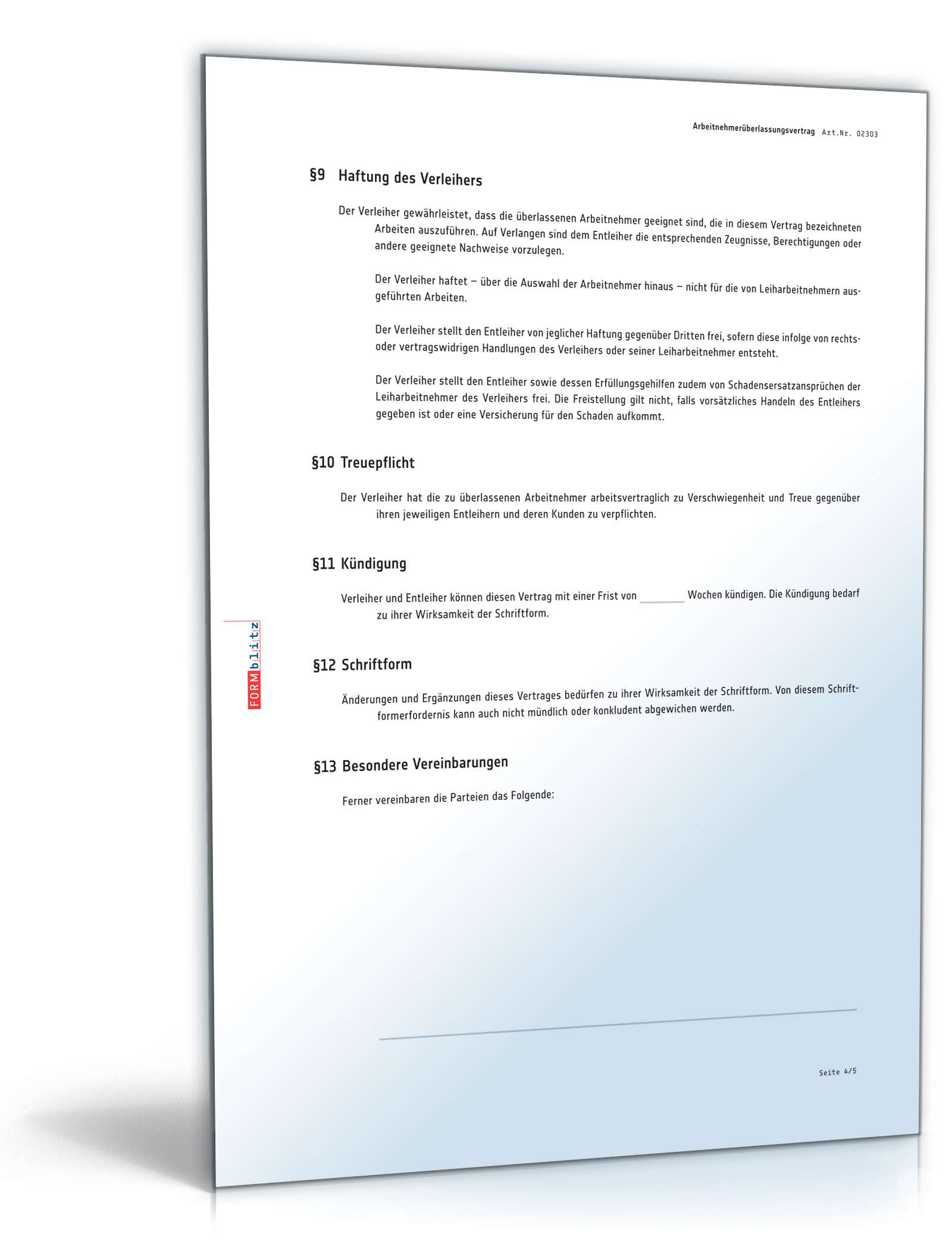 Arbeitnehmerüberlassungsvertrag PDF. Seite: 4