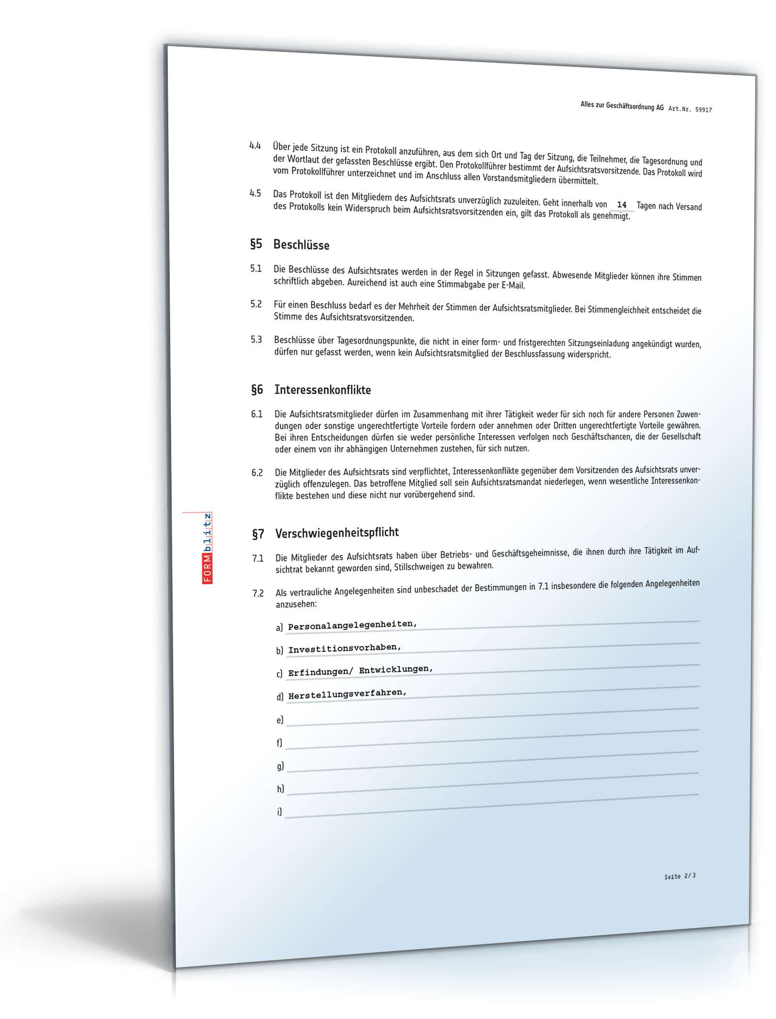 Geschäftsordnung Aufsichtsrat AG PDF. Seite: 2