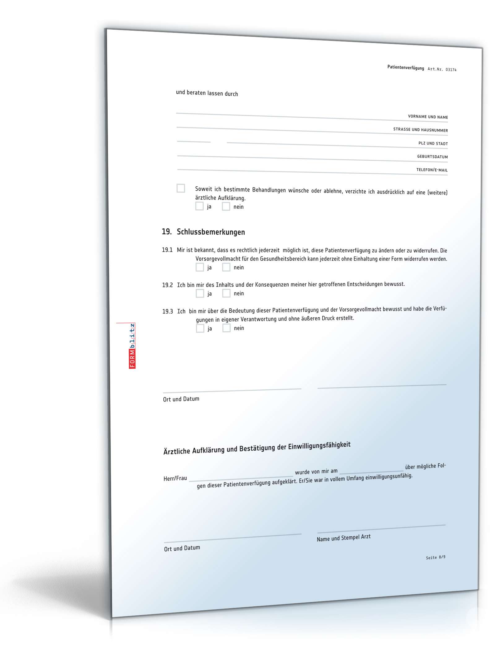 Patientenverfügung PDF. Seite: 9