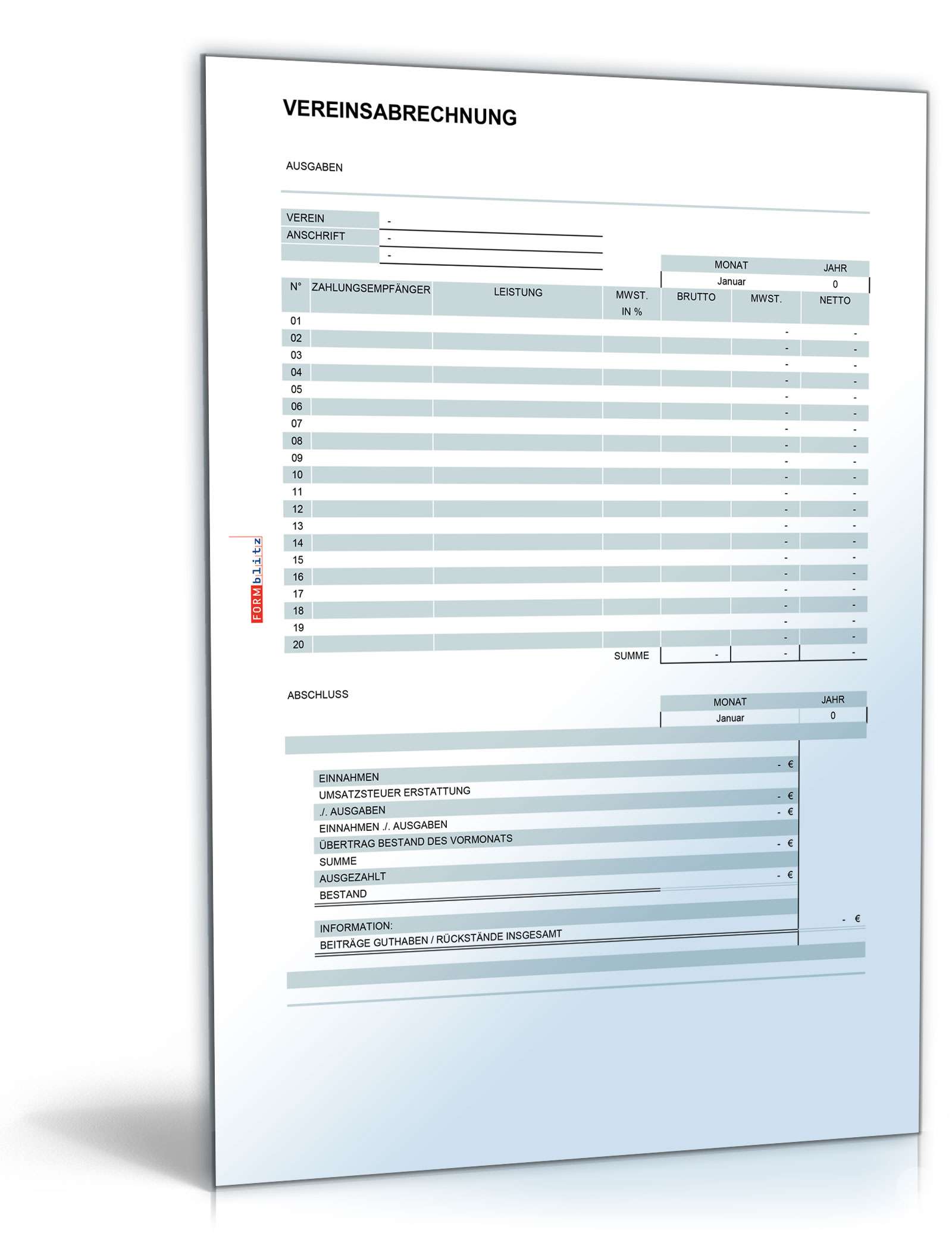 Mitgliederverwaltung Vereine mit Beitragsabrechnung Excel. Seite: 4