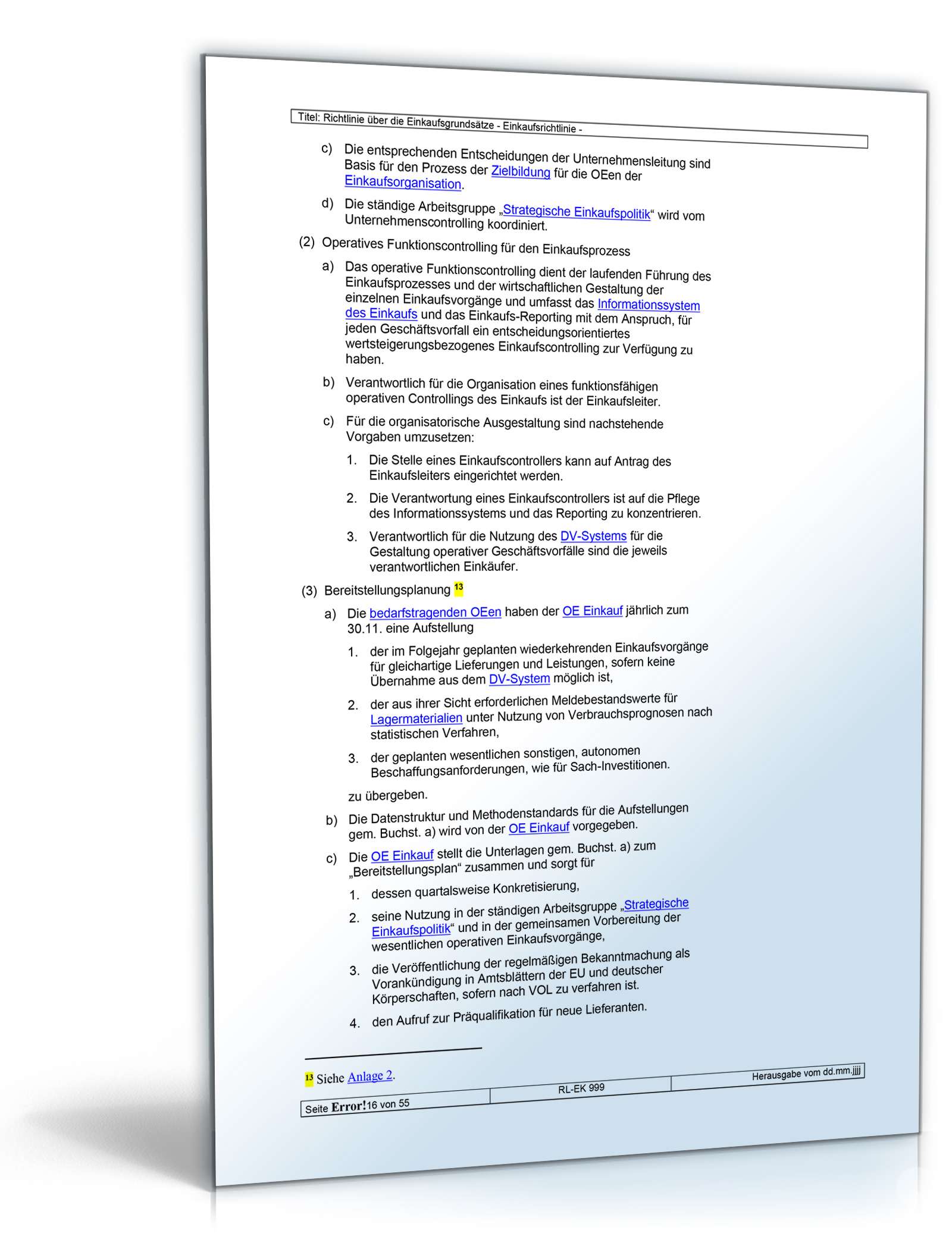 Richtlinien über die Einkaufsgrundsätze Word. Seite: 16