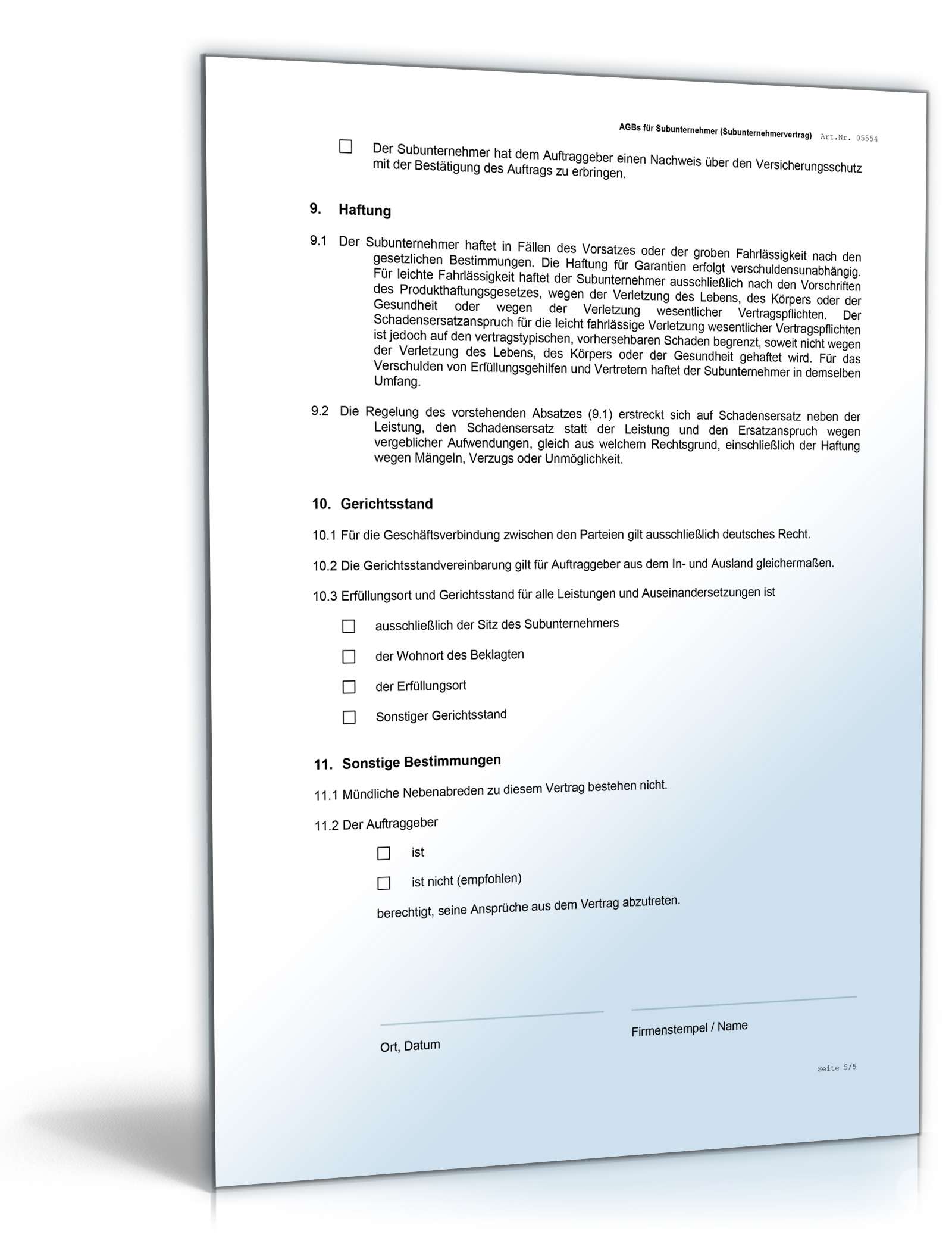 AGB Subunternehmer Word. Seite: 4