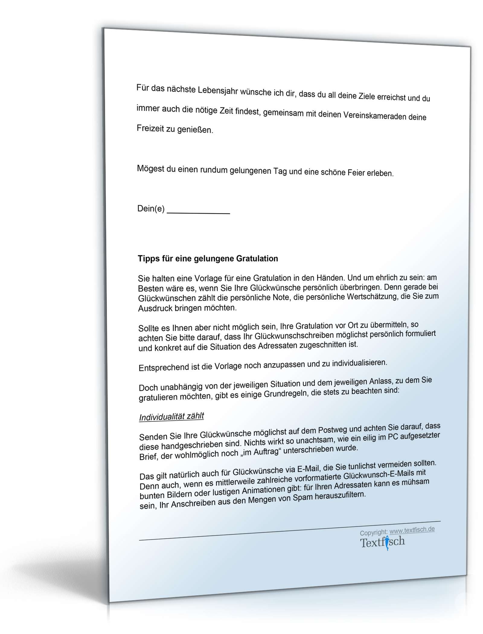 Gratulation Geburtstag Vereinsmitglied Word. Seite: 3