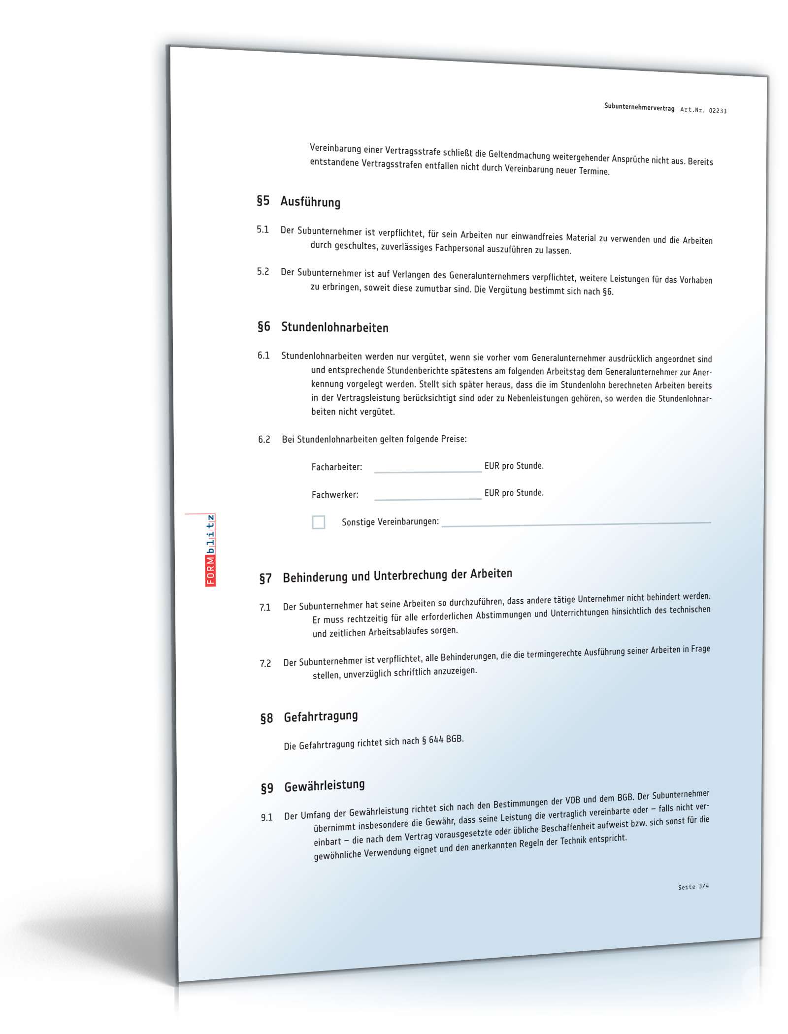 Subunternehmervertrag PDF. Seite: 3