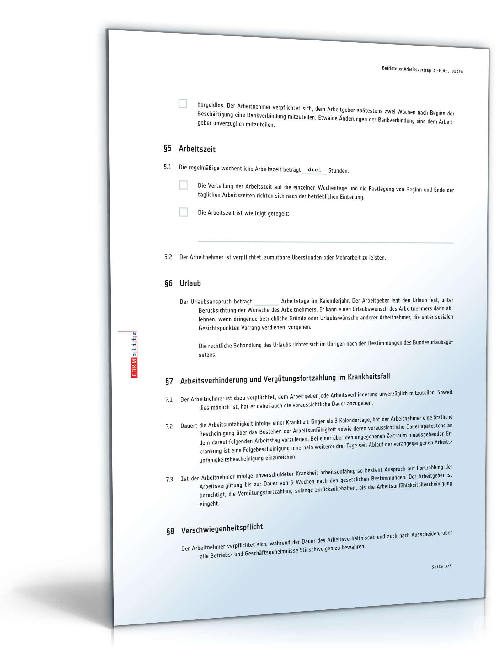 Befristeter Arbeitsvertrag PDF. Seite: 3