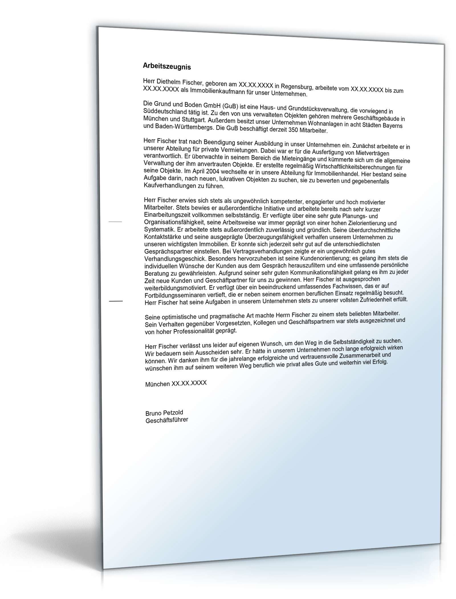 Arbeitszeugnis Immobilienkaufleute Excel. Seite: 3