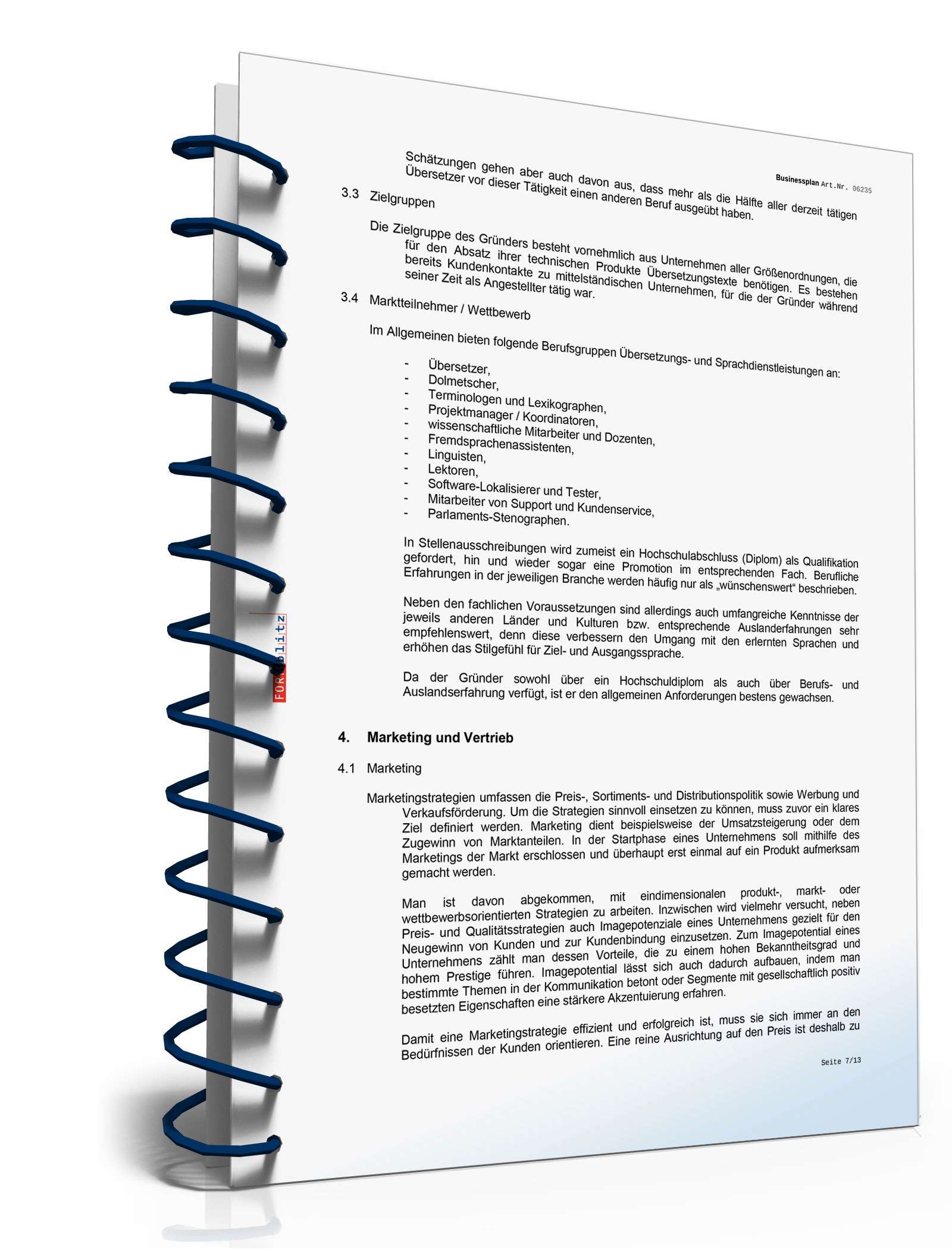 Businessplan Übersetzungsbüro Excel. Seite: 10