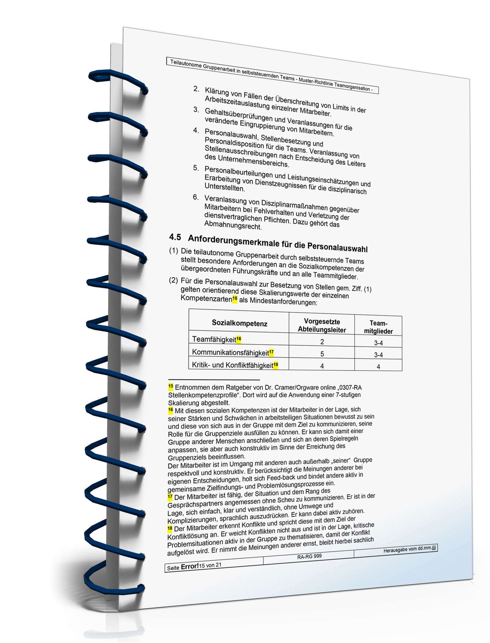 Teilautonome Gruppenarbeit in selbststeuernden Teams Word. Seite: 15