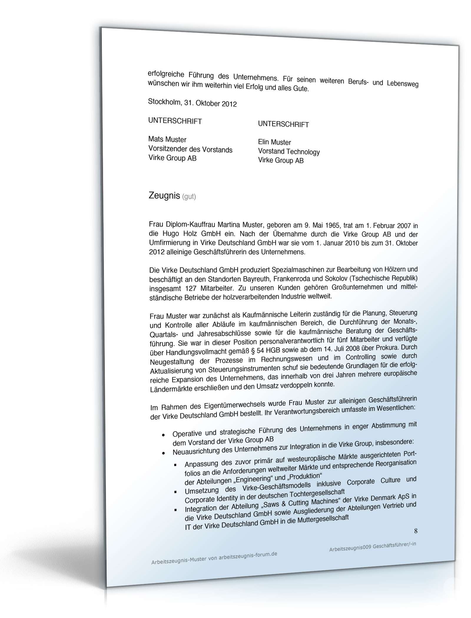 Arbeitszeugnis Geschäftsführer  PDF. Seite: 8