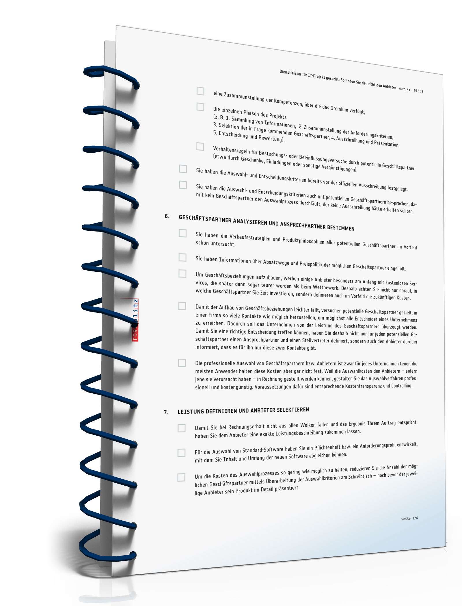 Checkliste Suche Dienstleister IT-Projekt PDF. Seite: 3