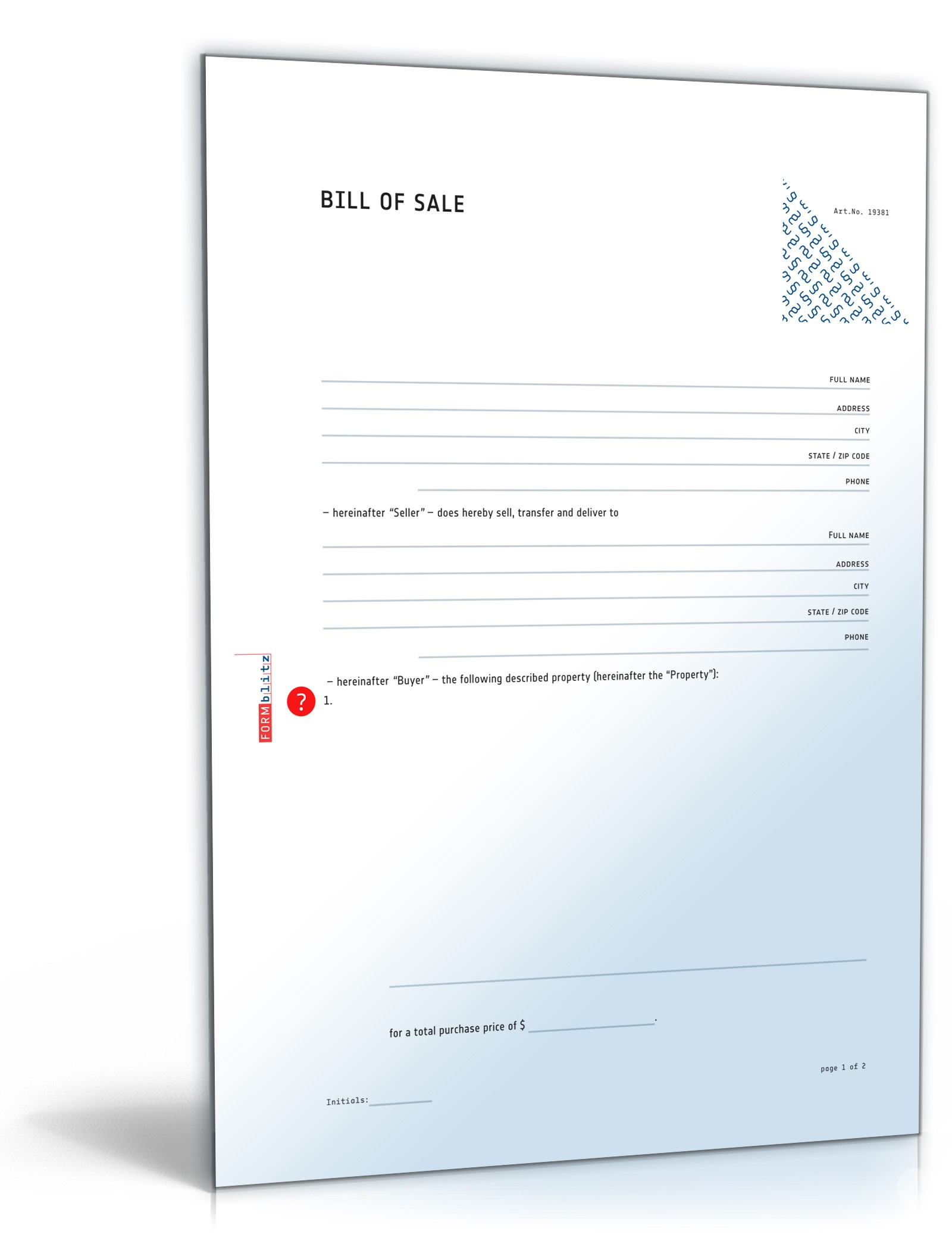 Allgemeiner Kaufvertrag Englisch PDF