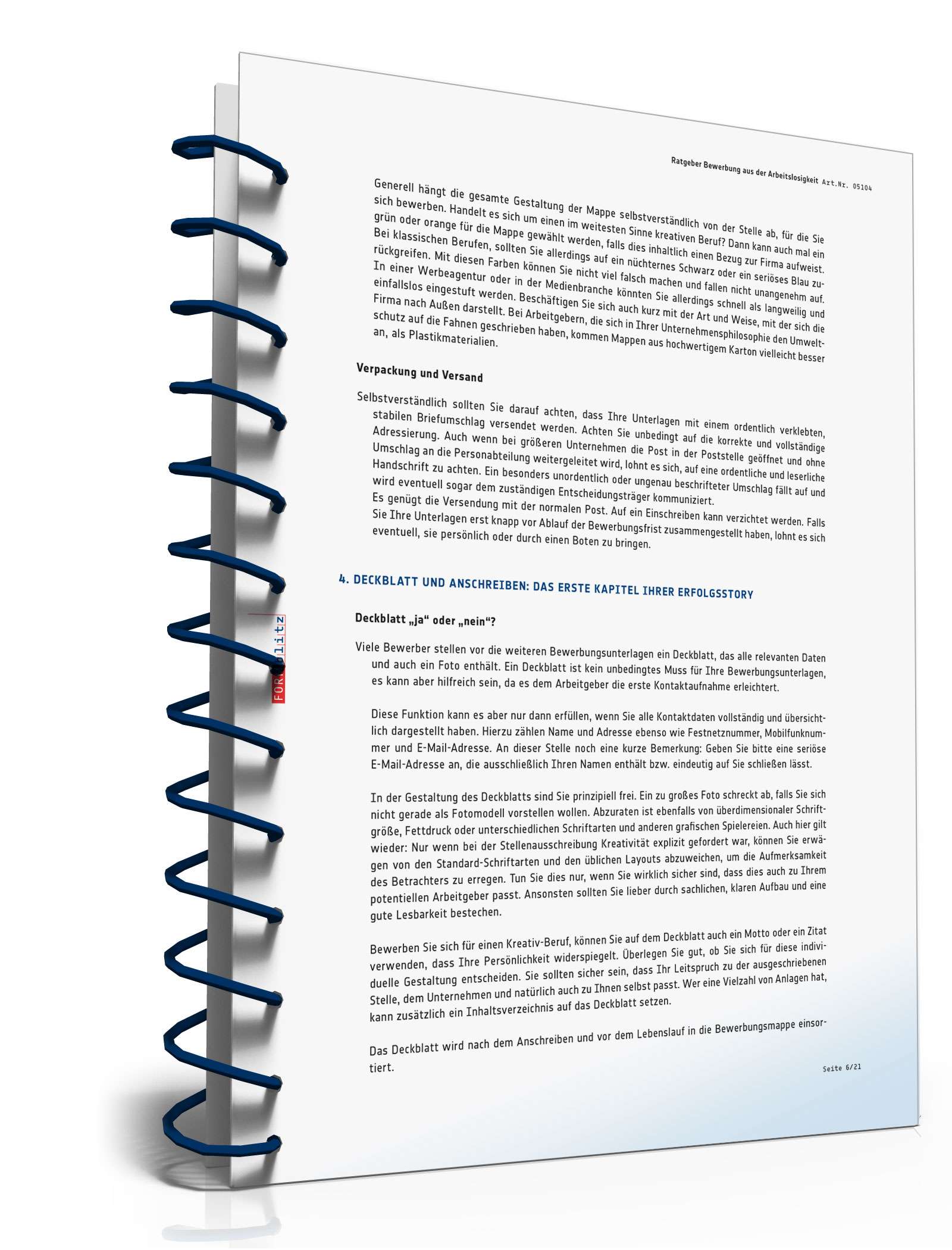 FORMBLITZ Ratgeber: "Bewerbung aus der Arbeitslosigkeit" PDF. Seite: 7