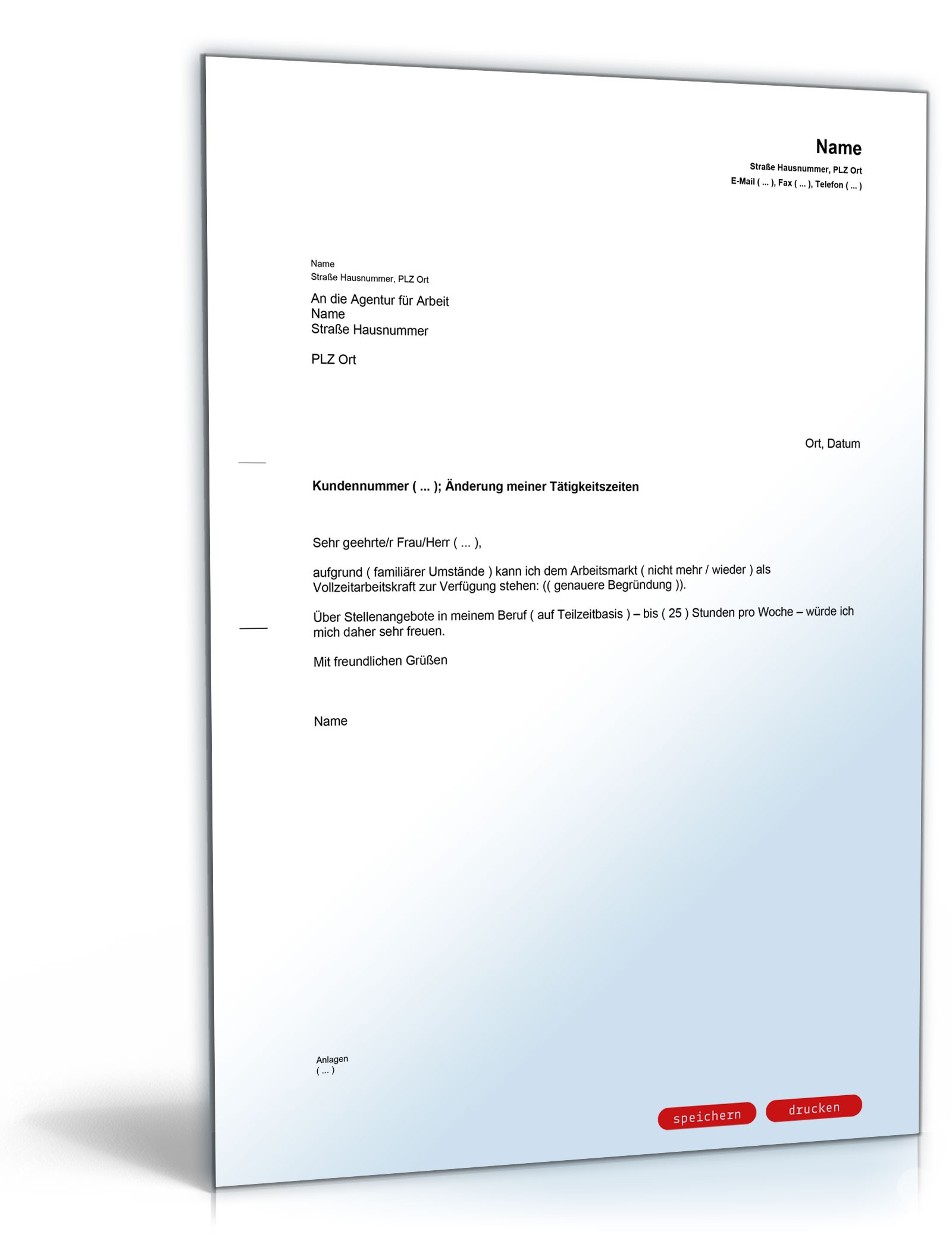 Mitteilung über Änderung der Tätigkeitszeit PDF