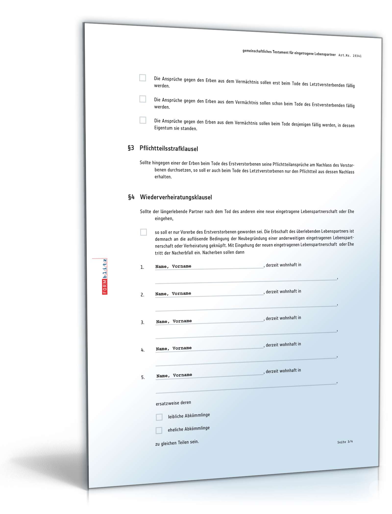 Gemeinschaftliches Testament eingetragene Lebenspartner PDF. Seite: 3