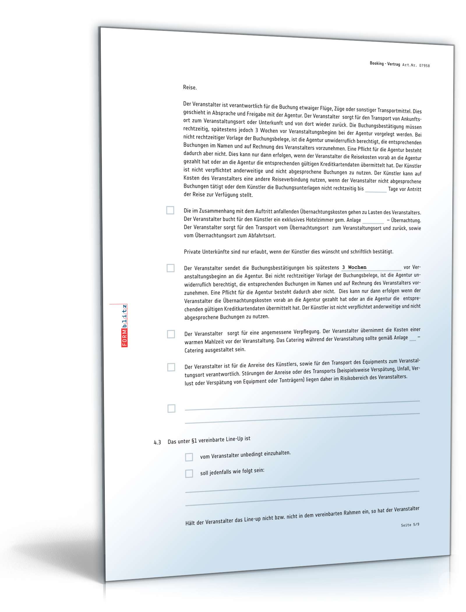 Bookingvertrag PDF. Seite: 5