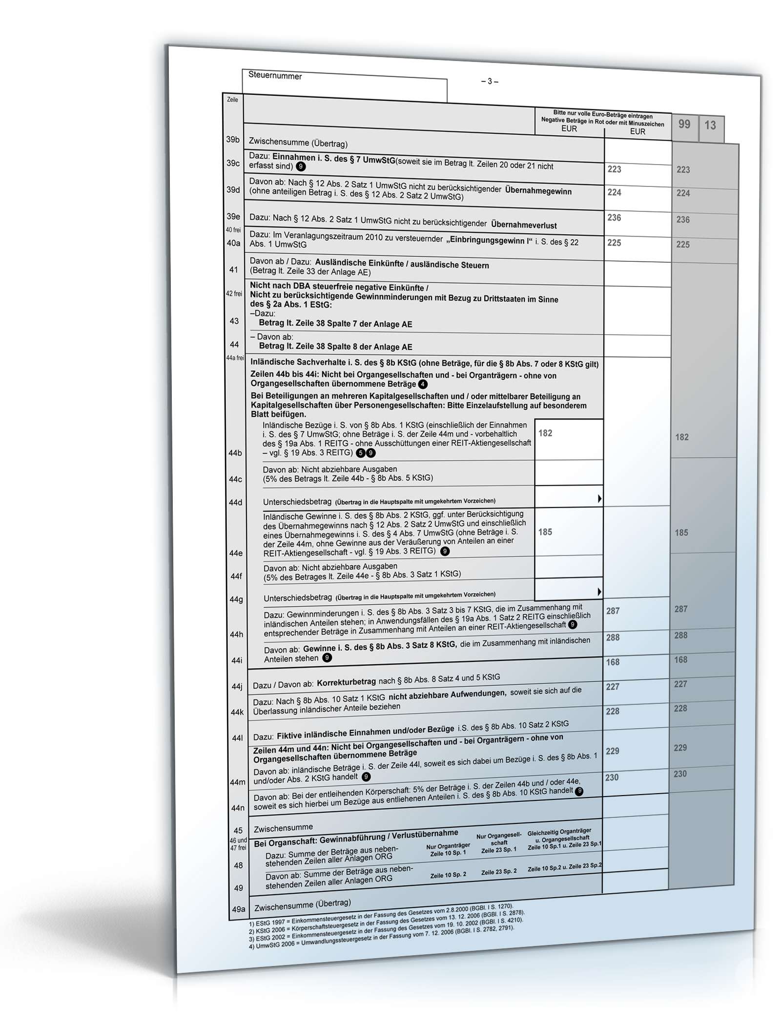 Körperschaftsteuererklärung 2010, unbeschr. Steuerpflichtige PDF. Seite: 3