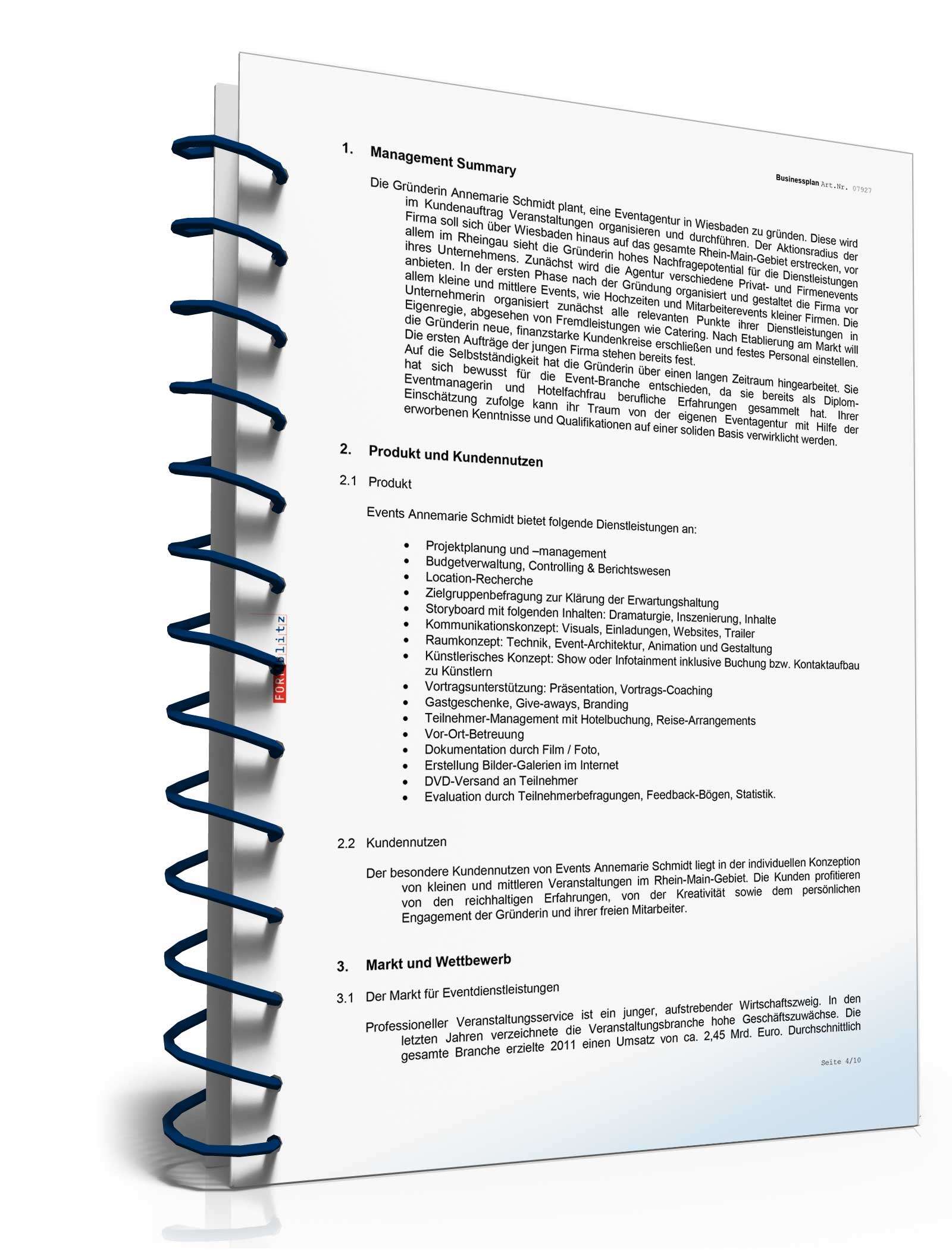 Businessplan Eventagentur Excel. Seite: 4