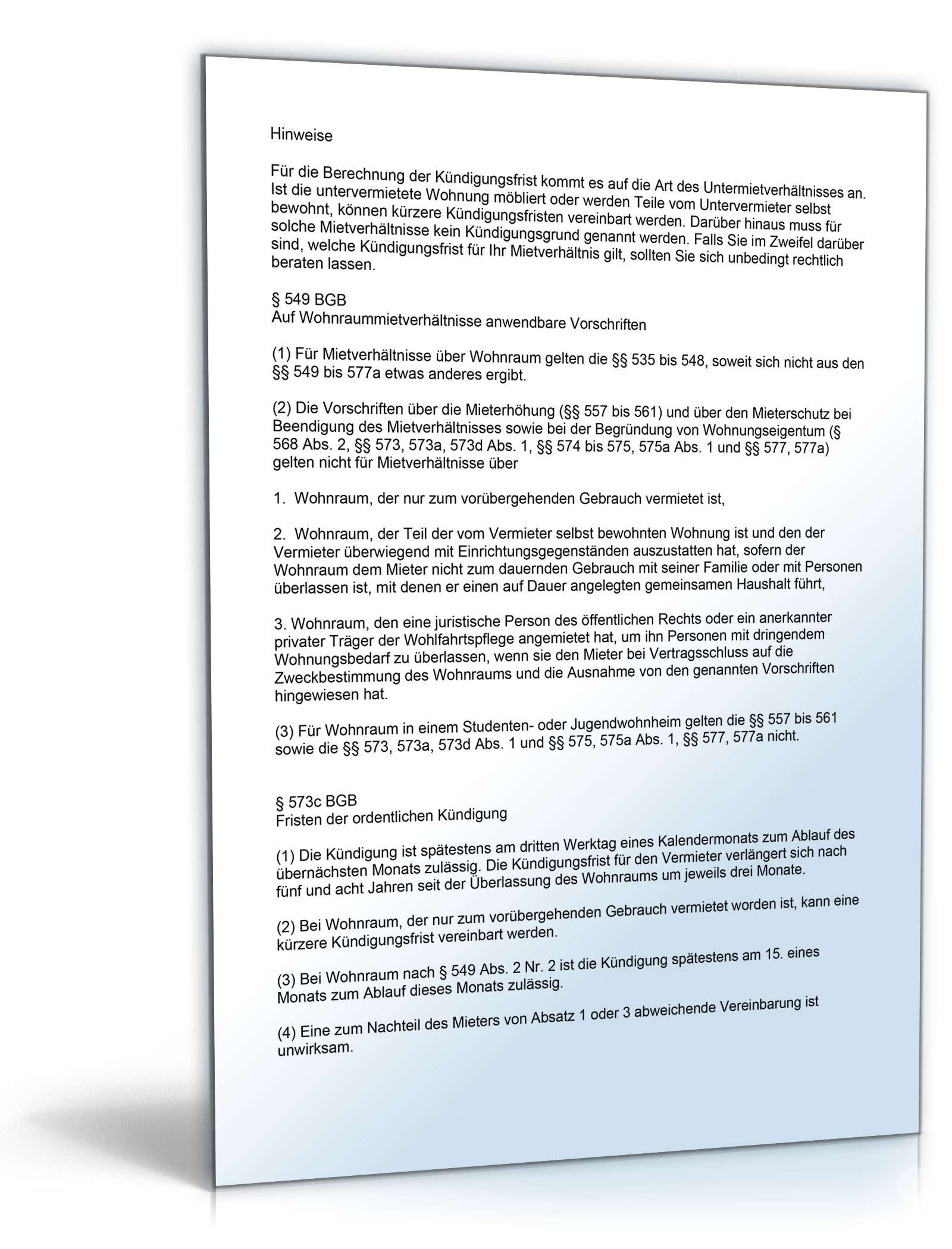 Fristgemäße Kündigung Untermietvertrag durch Untervermieter PDF. Seite: 2