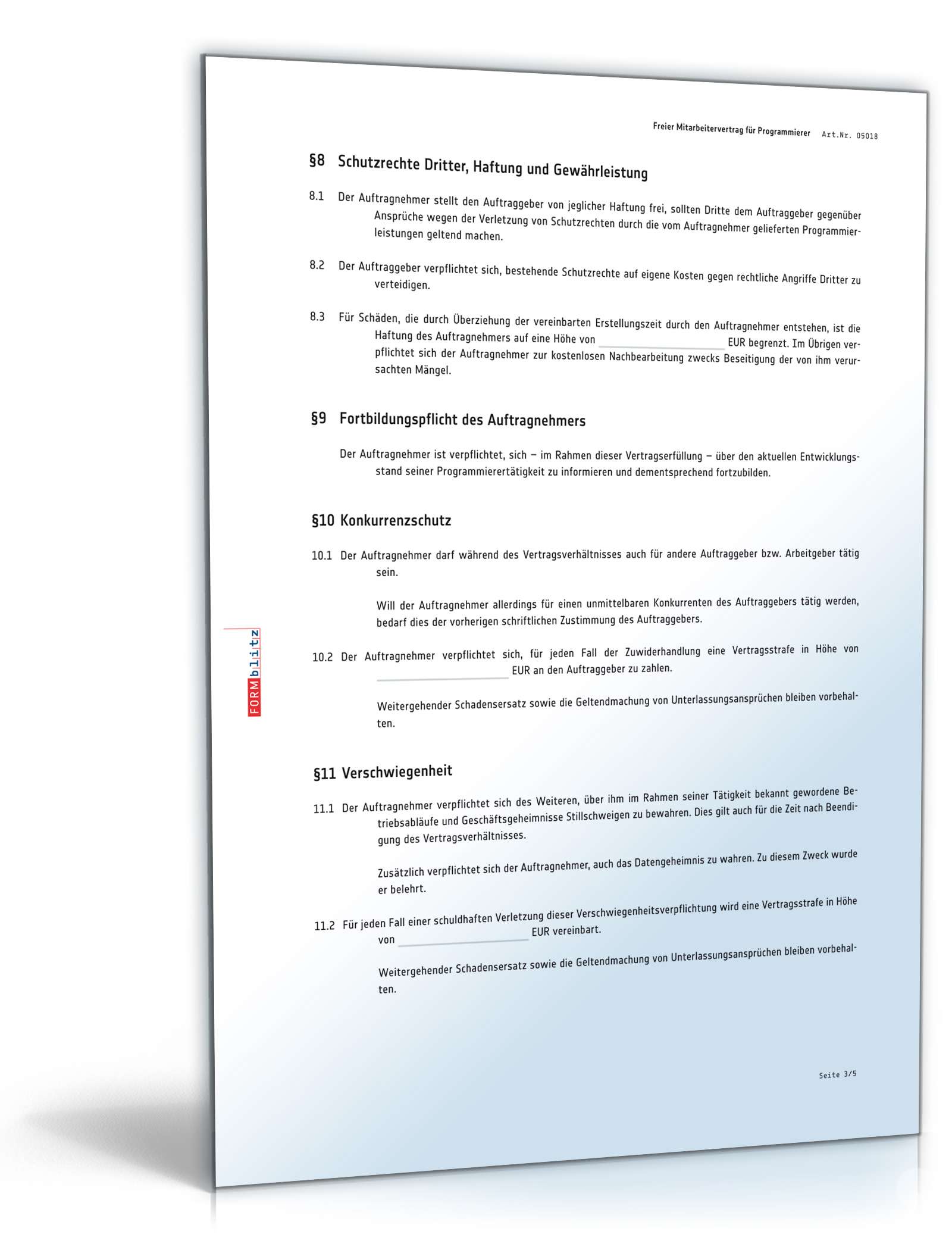 Freier Mitarbeitervertrag Programmierer PDF. Seite: 3