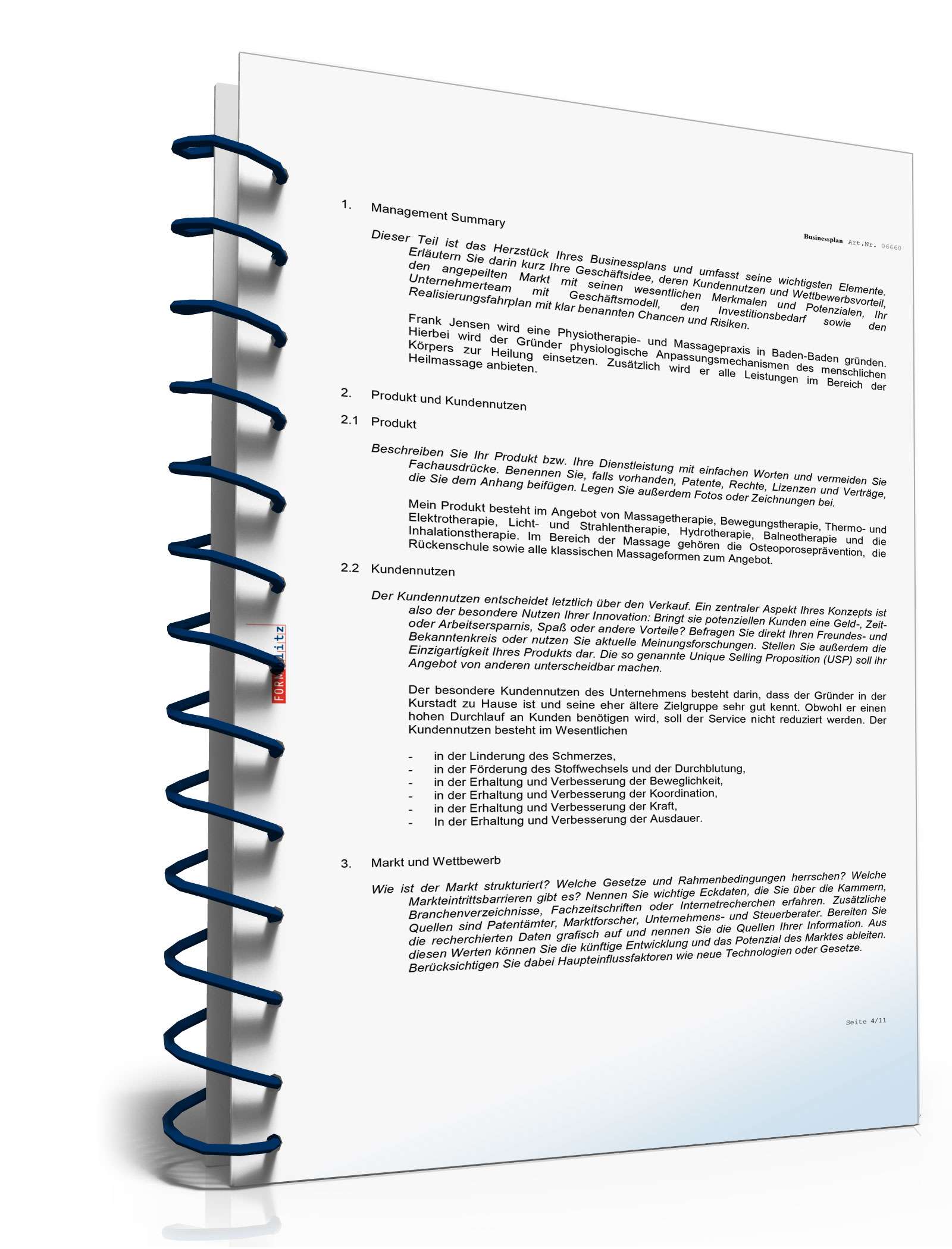 Businessplan Physiotherapie Excel. Seite: 3