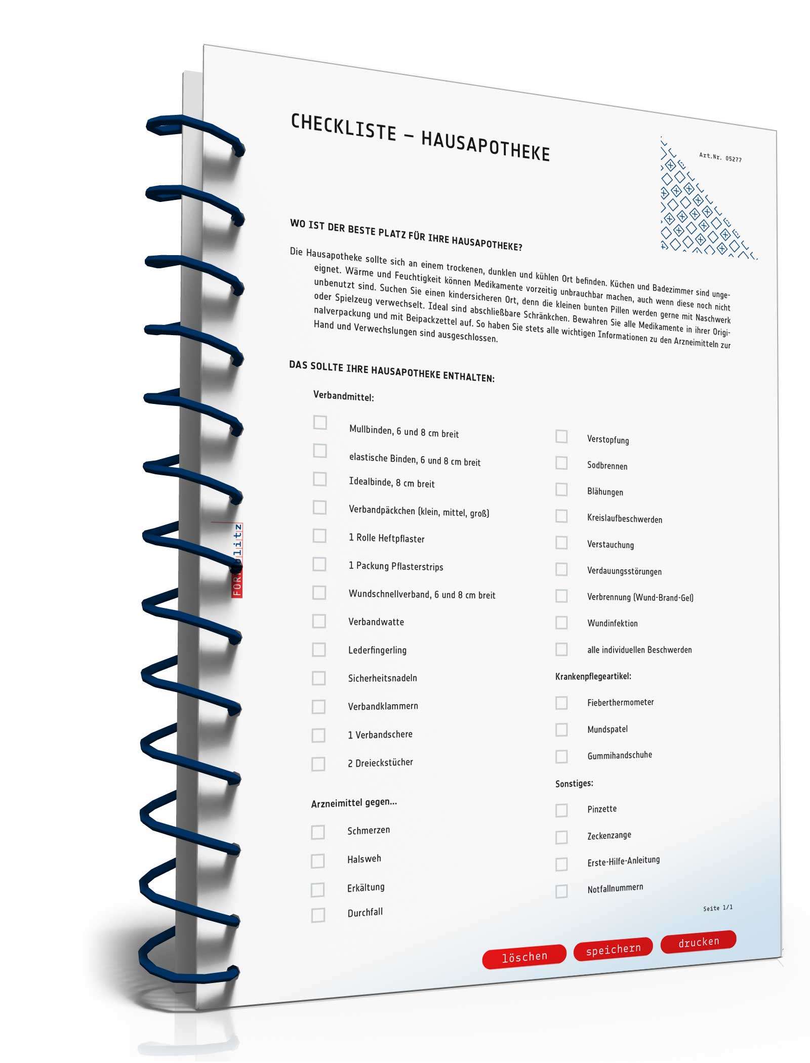 Checkliste Hausapotheke PDF
