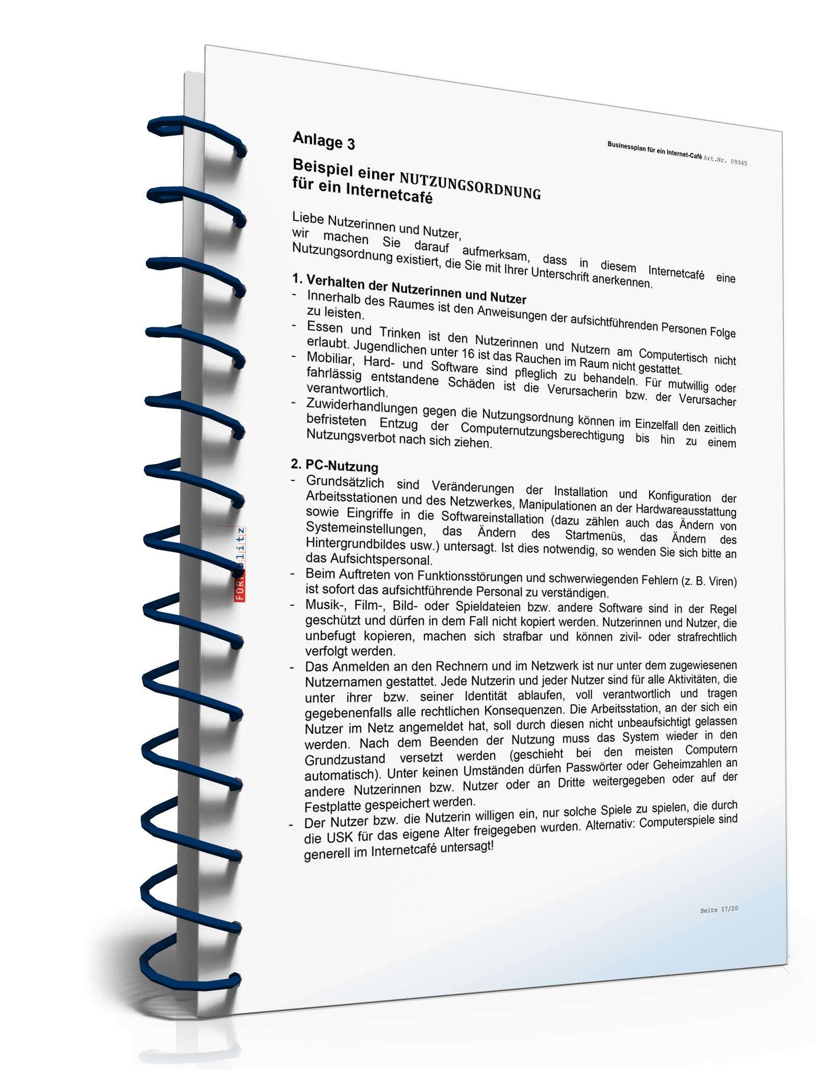 Businessplan Internetcafé Excel. Seite: 19