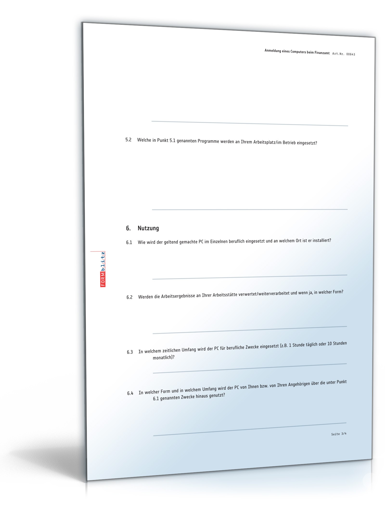 Anmeldung eines Computers beim Finanzamt PDF. Seite: 3