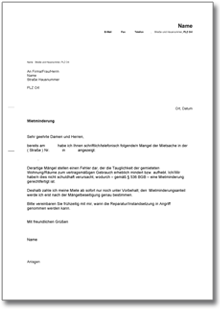 Mietzahlung unter Vorbehalt Word