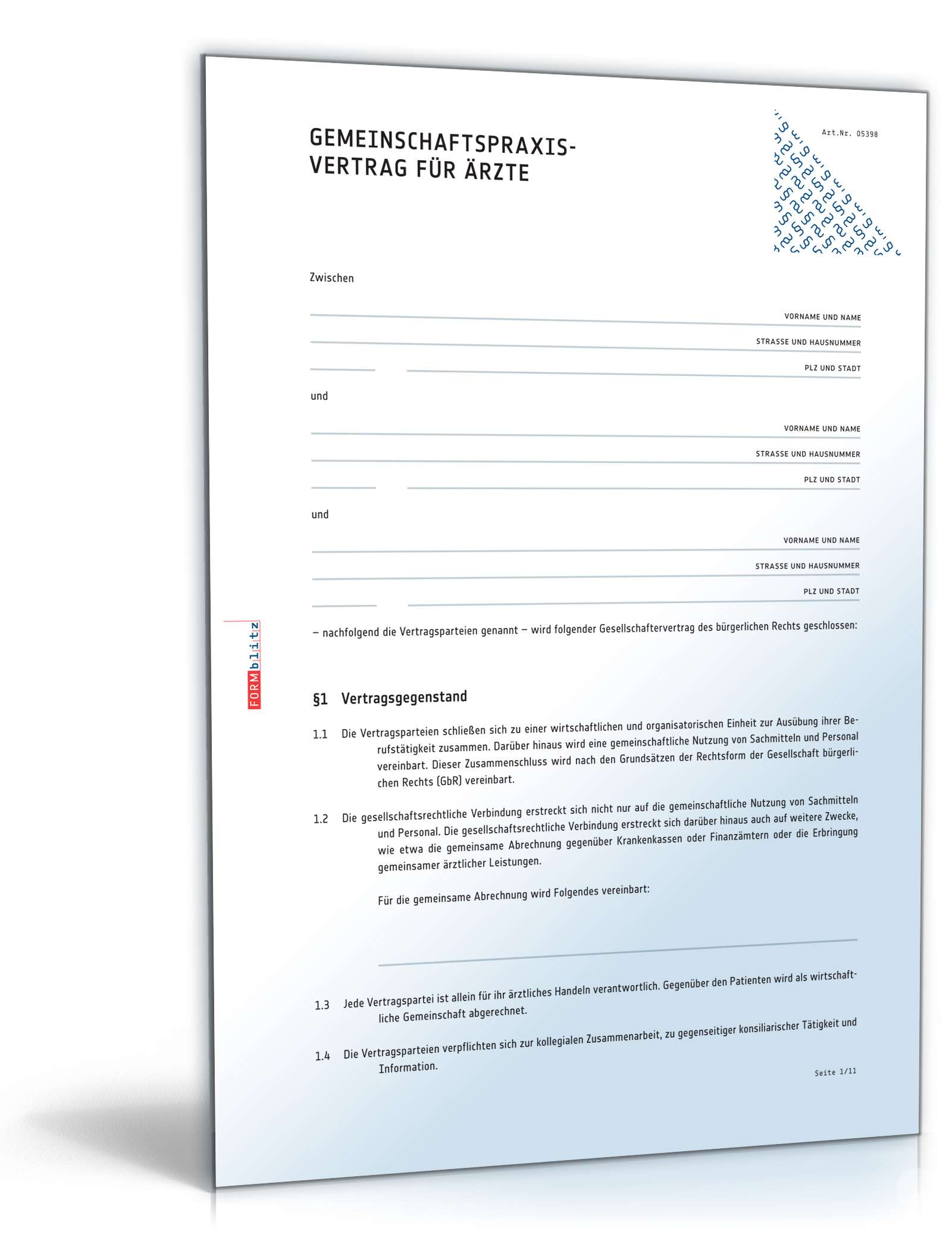 Gemeinschaftspraxisvertrag für Ärzte PDF