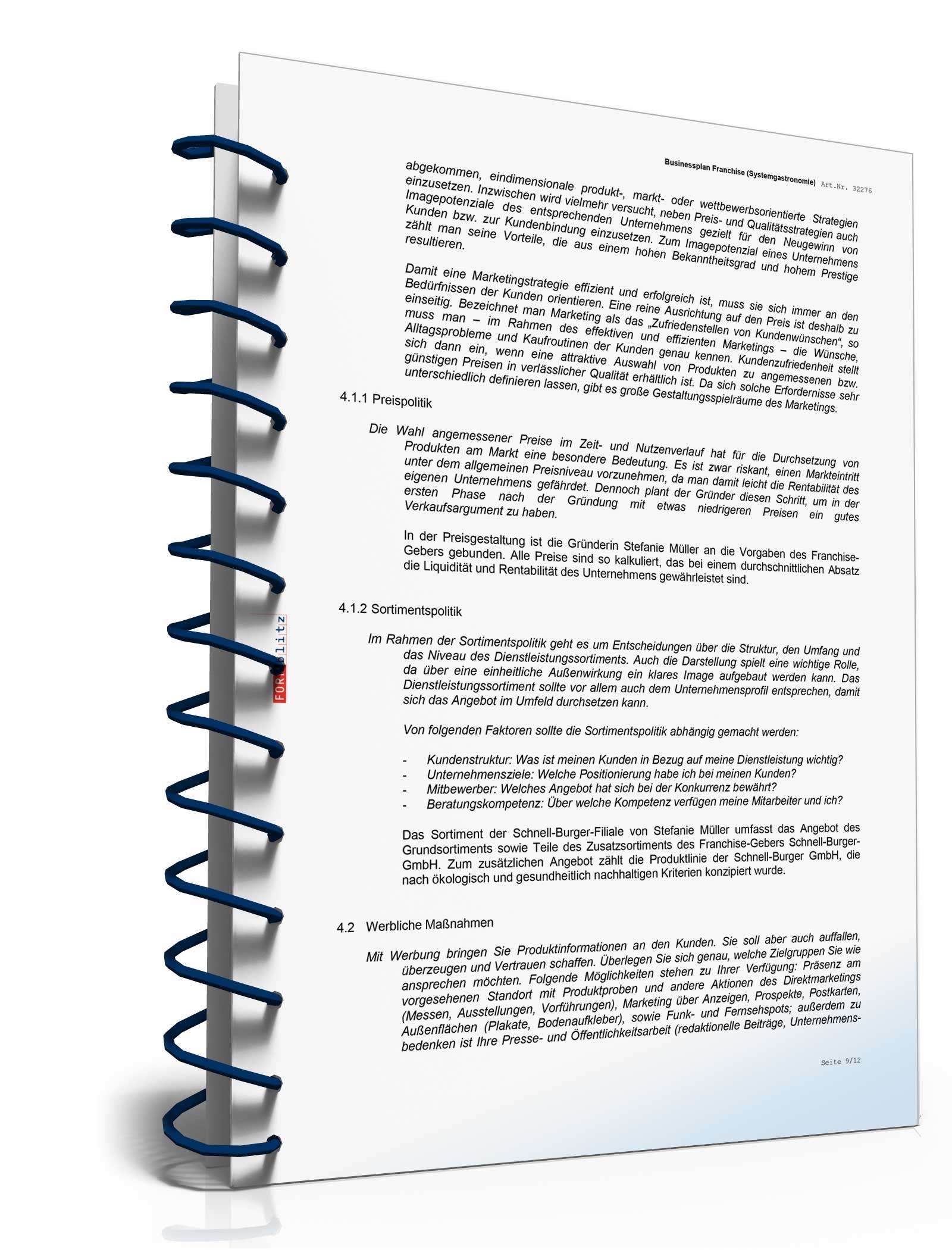 Businessplan Franchise (Systemgastronomie) Excel. Seite: 15