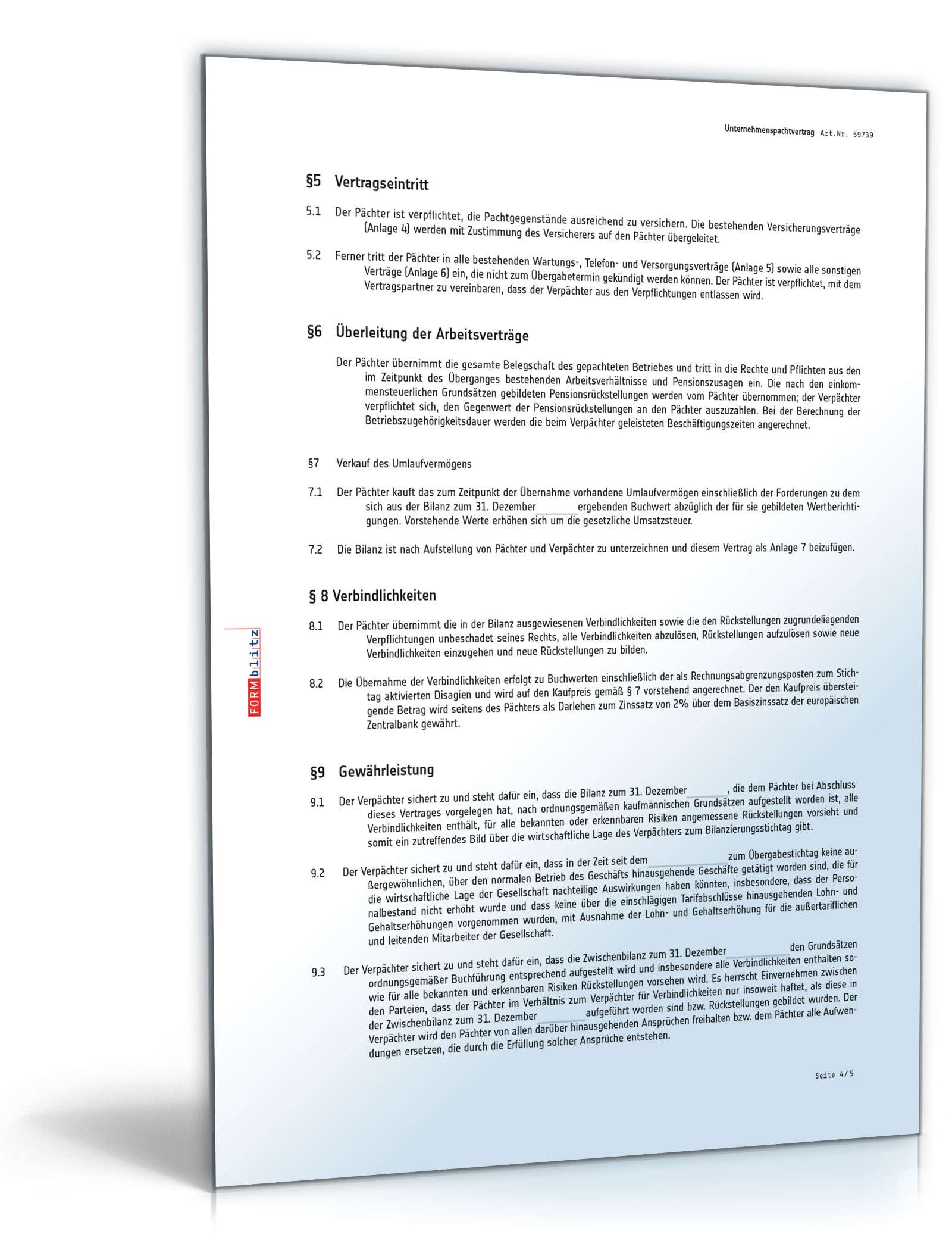 Unternehmenspachtvertrag PDF. Seite: 4