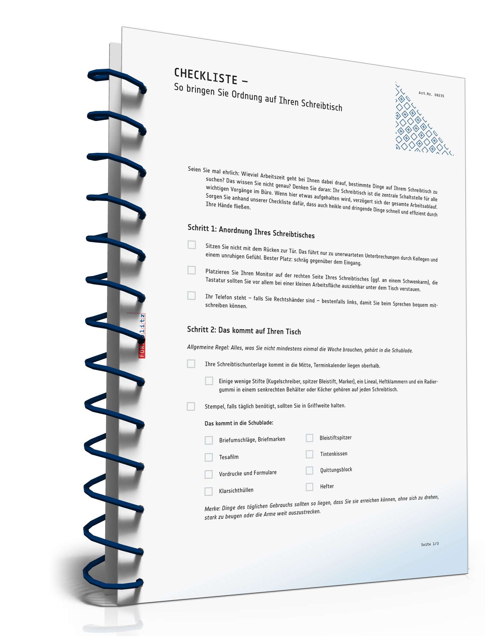 Checkliste Schreibtischordnung  PDF