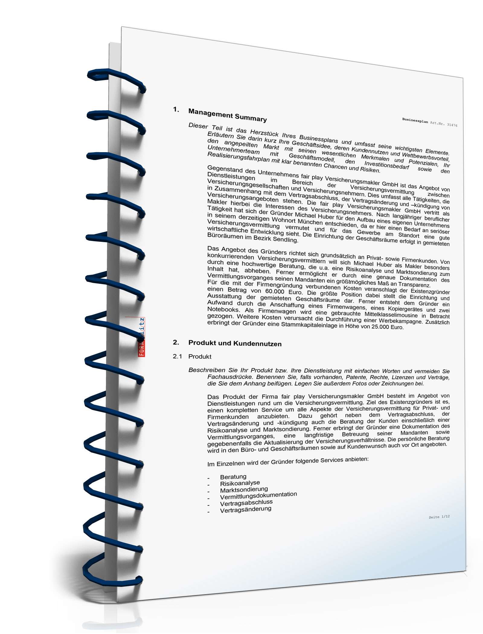 Businessplan Versicherungsmakler Excel. Seite: 3