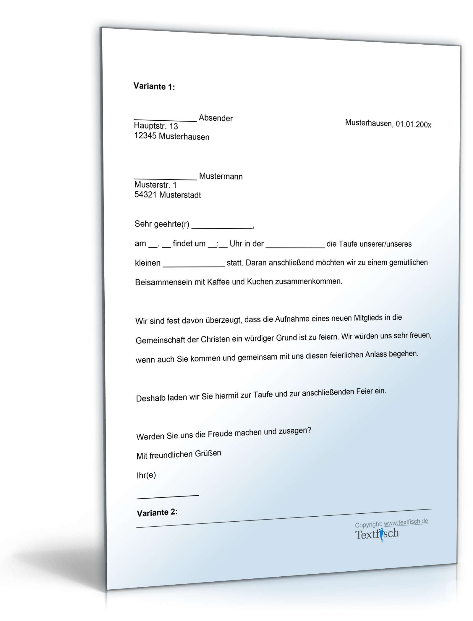Einladung Taufe Word