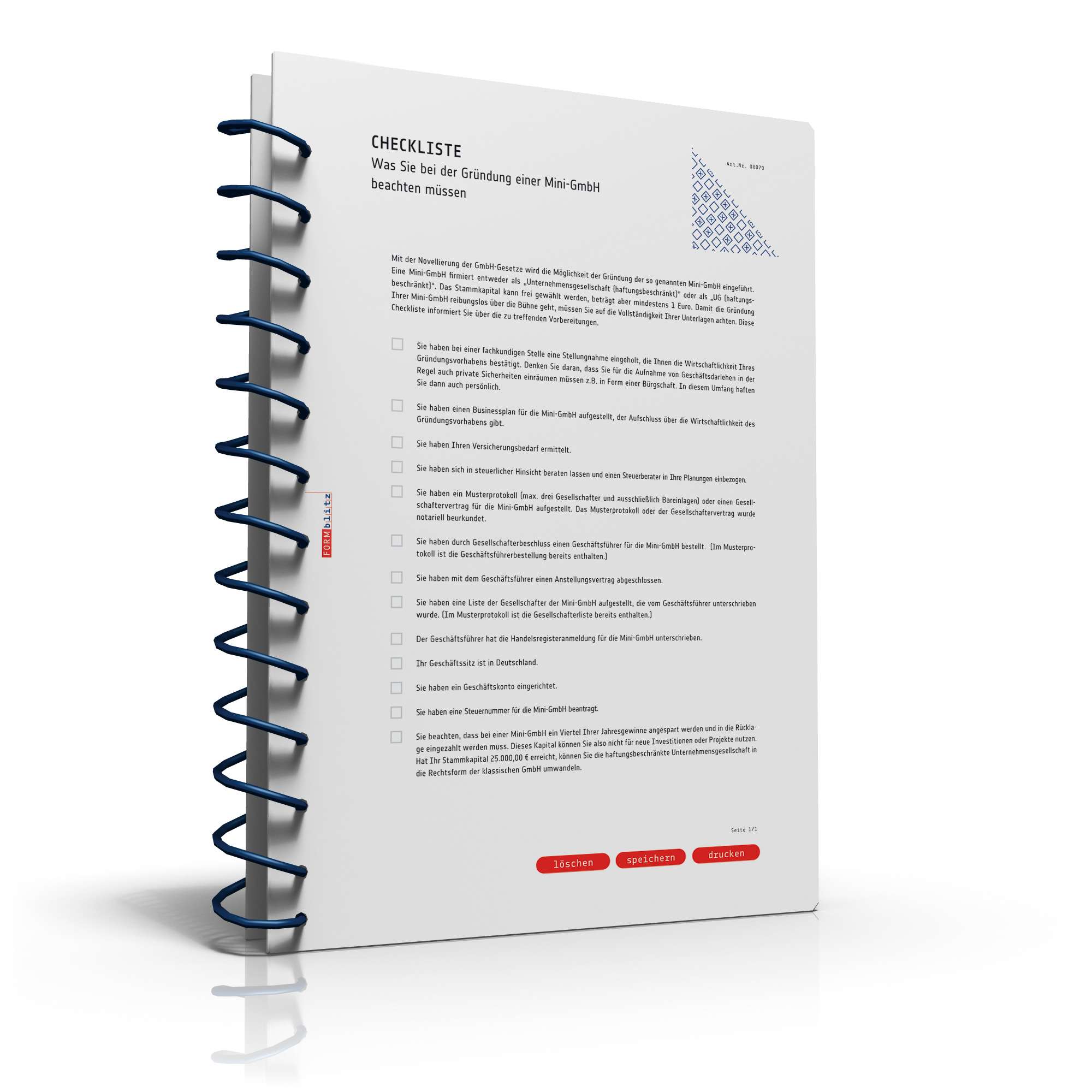 Checkliste Gründung Mini-GmbH  PDF. Seite: 2