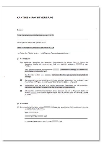 Kantinen-Pachtvertrag Word