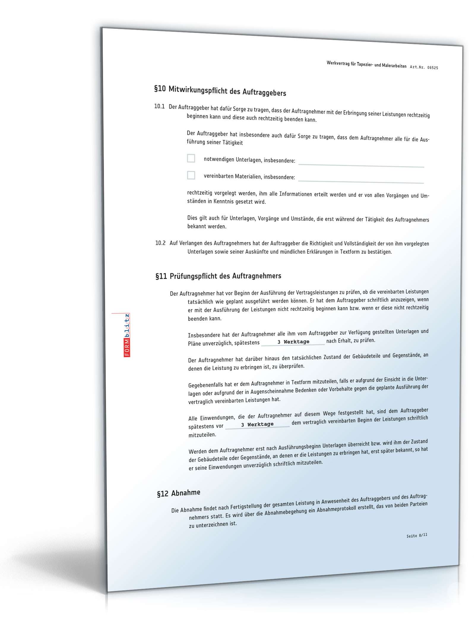 Werkvertrag Tapezier- und Malerarbeiten PDF. Seite: 8