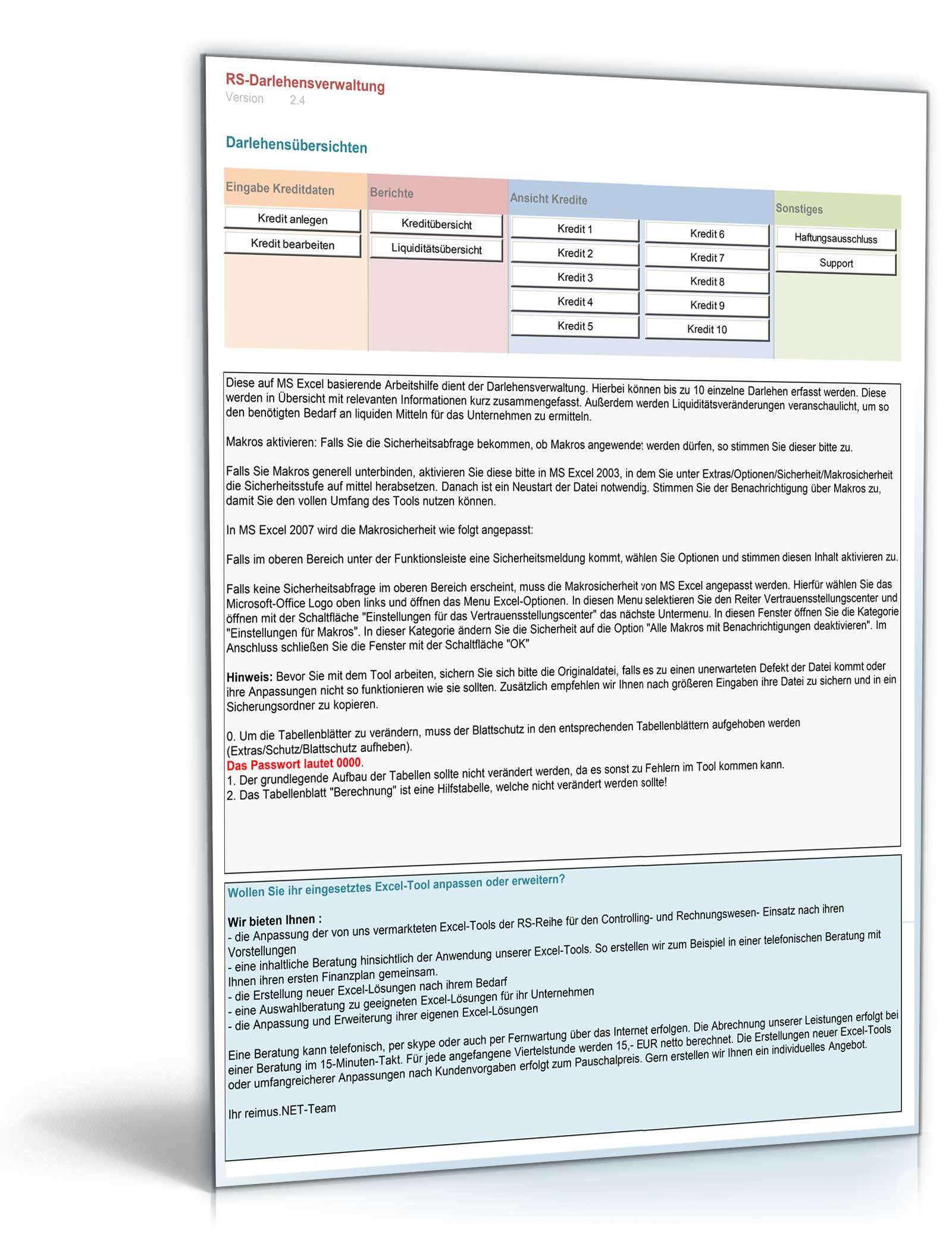 Darlehensverwaltung Excel